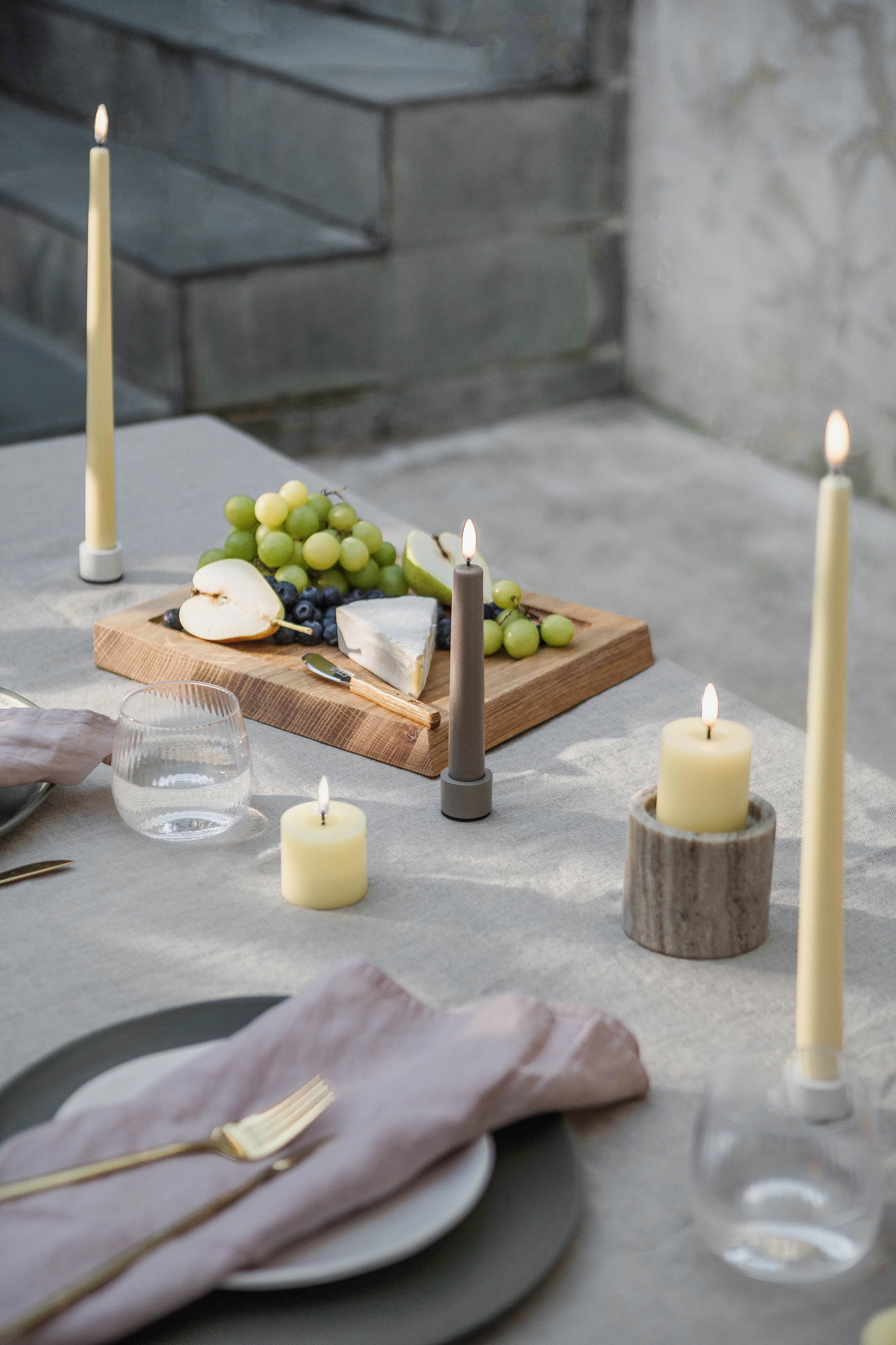 Taper lysestager, Sandstone - 2 stk.