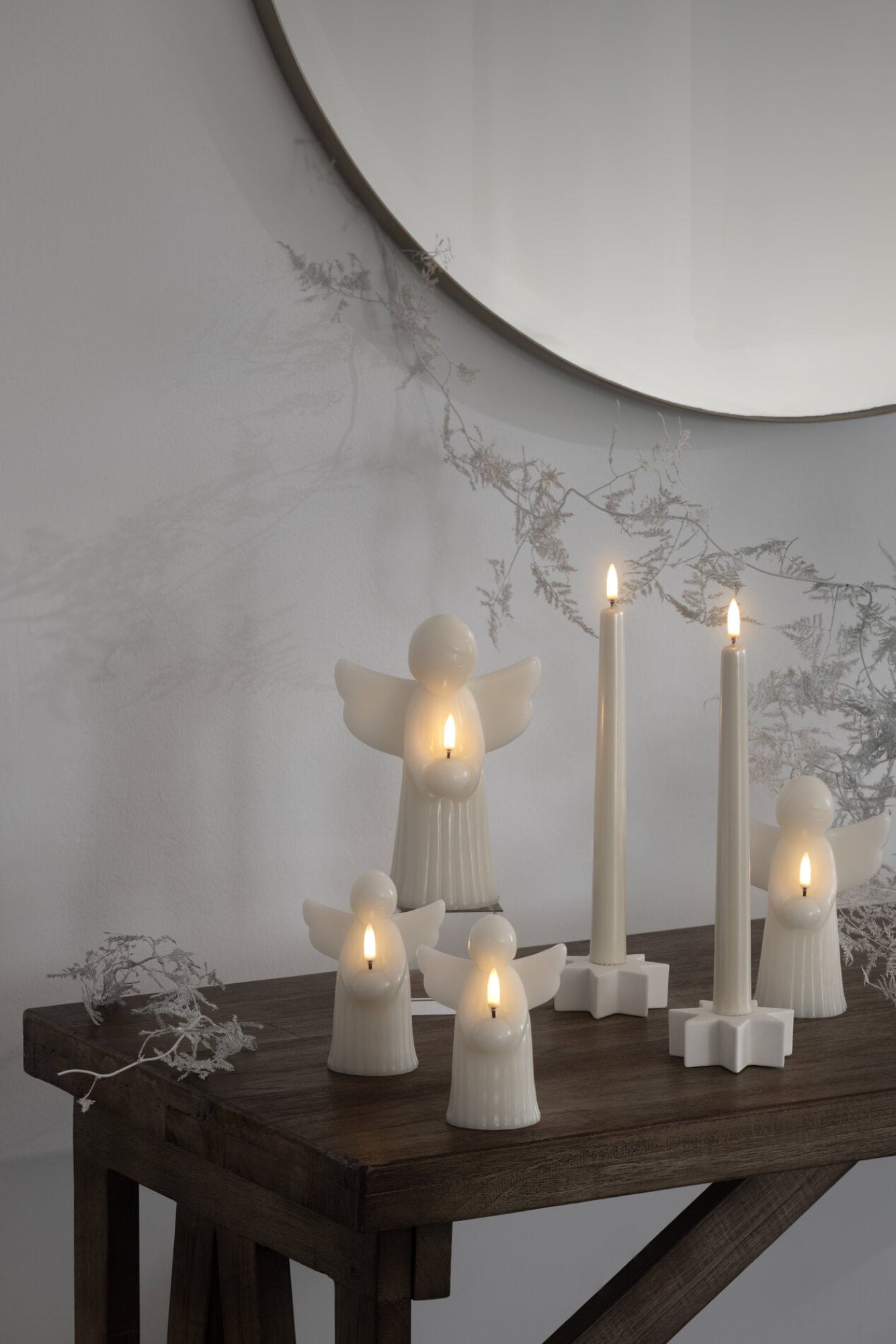 LED kronelys, Pearl Ivory Smooth - 2 stk