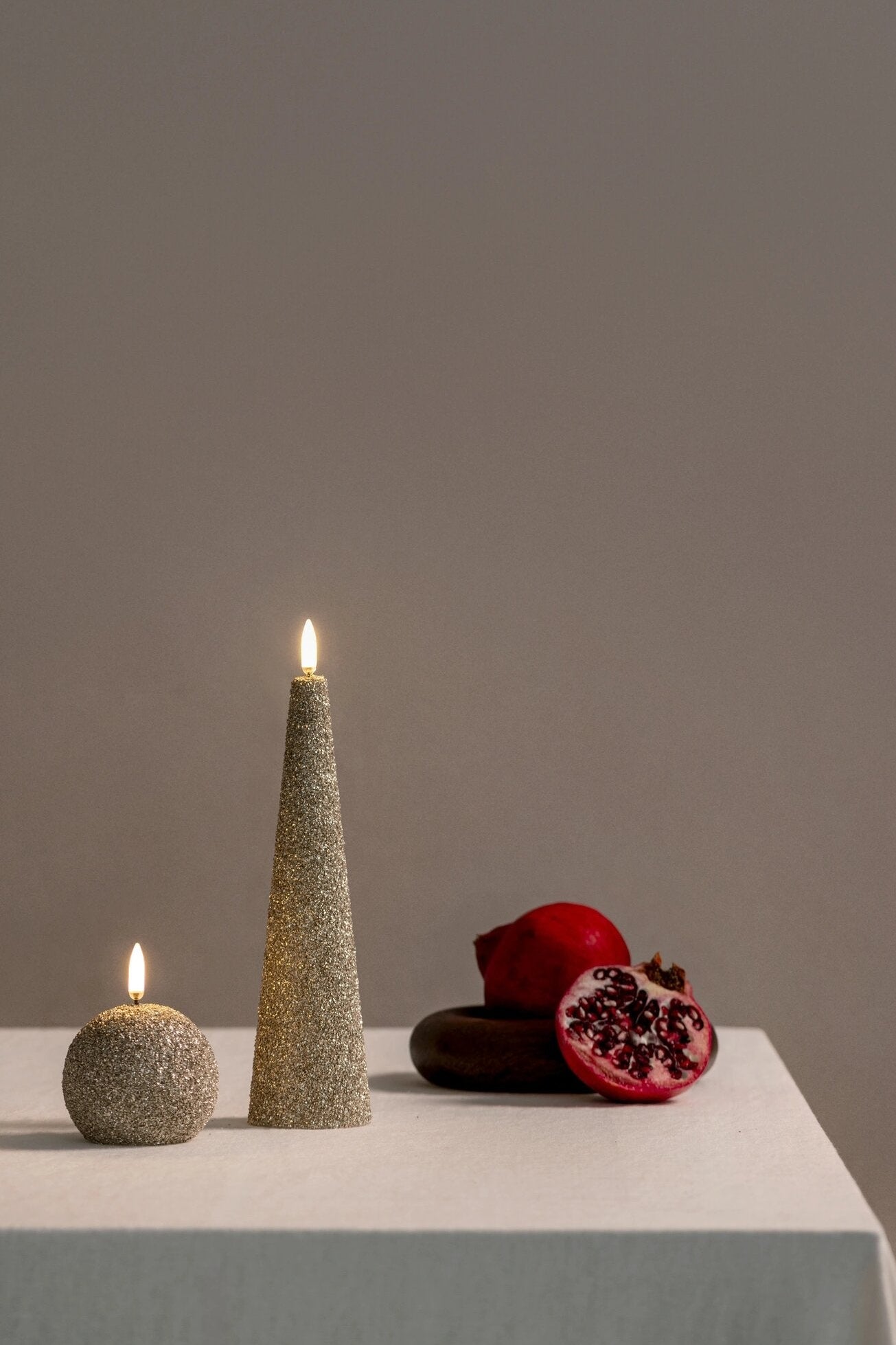 Round LED lys, Champagne/Glitter - Ø7 cm