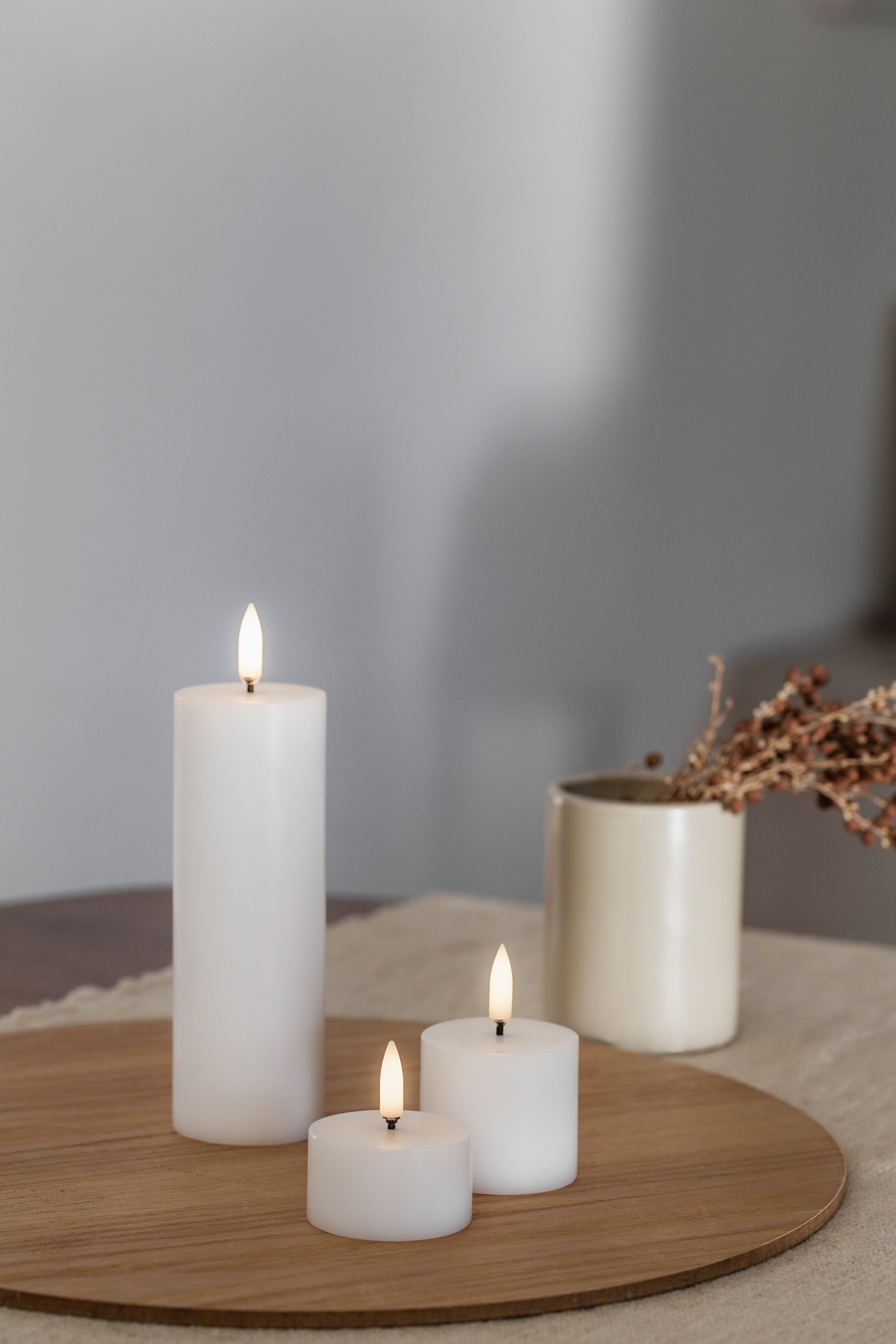 LED fyrfadsstage, Nordic White - Ø5 cm.