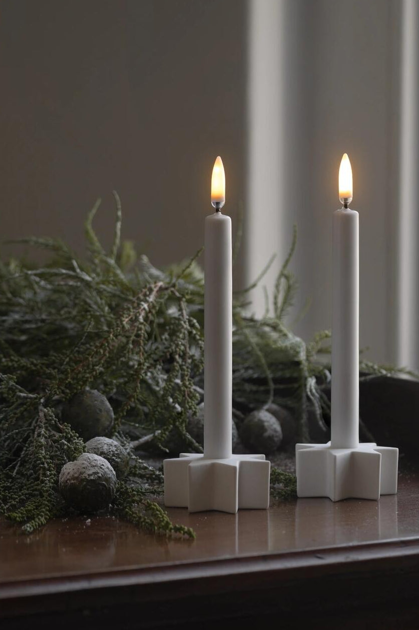 Stjerne lysestage, mini - Nordic White