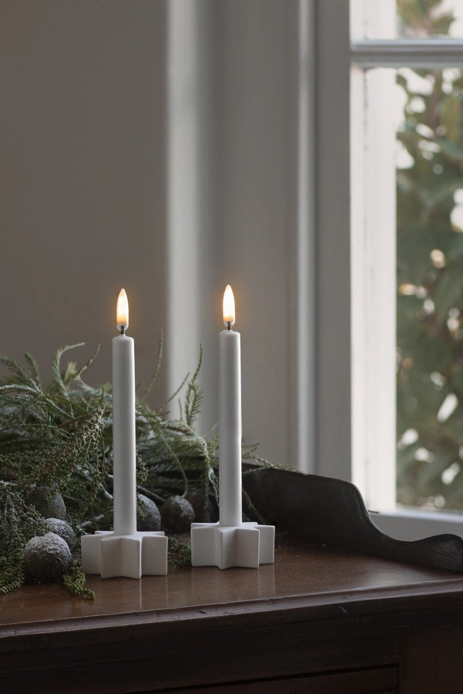 Stjerne lysestage, mini - Nordic White