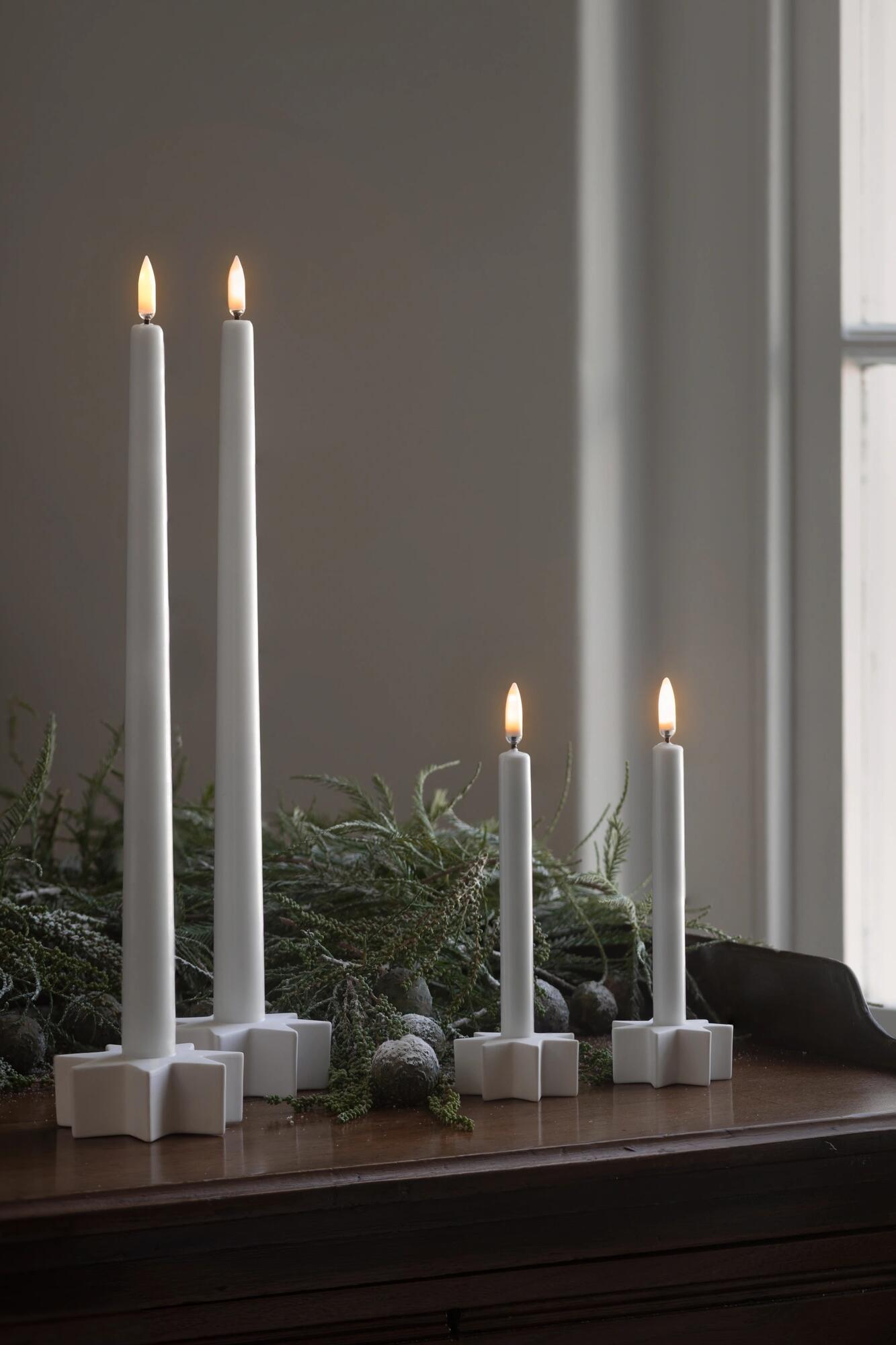 Stjerne lysestage, mini - Nordic White