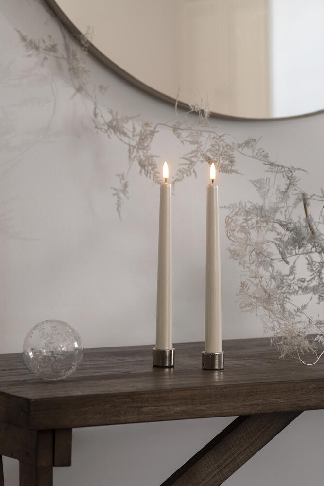 LED kronelys, Pearl Ivory Smooth - 2 stk