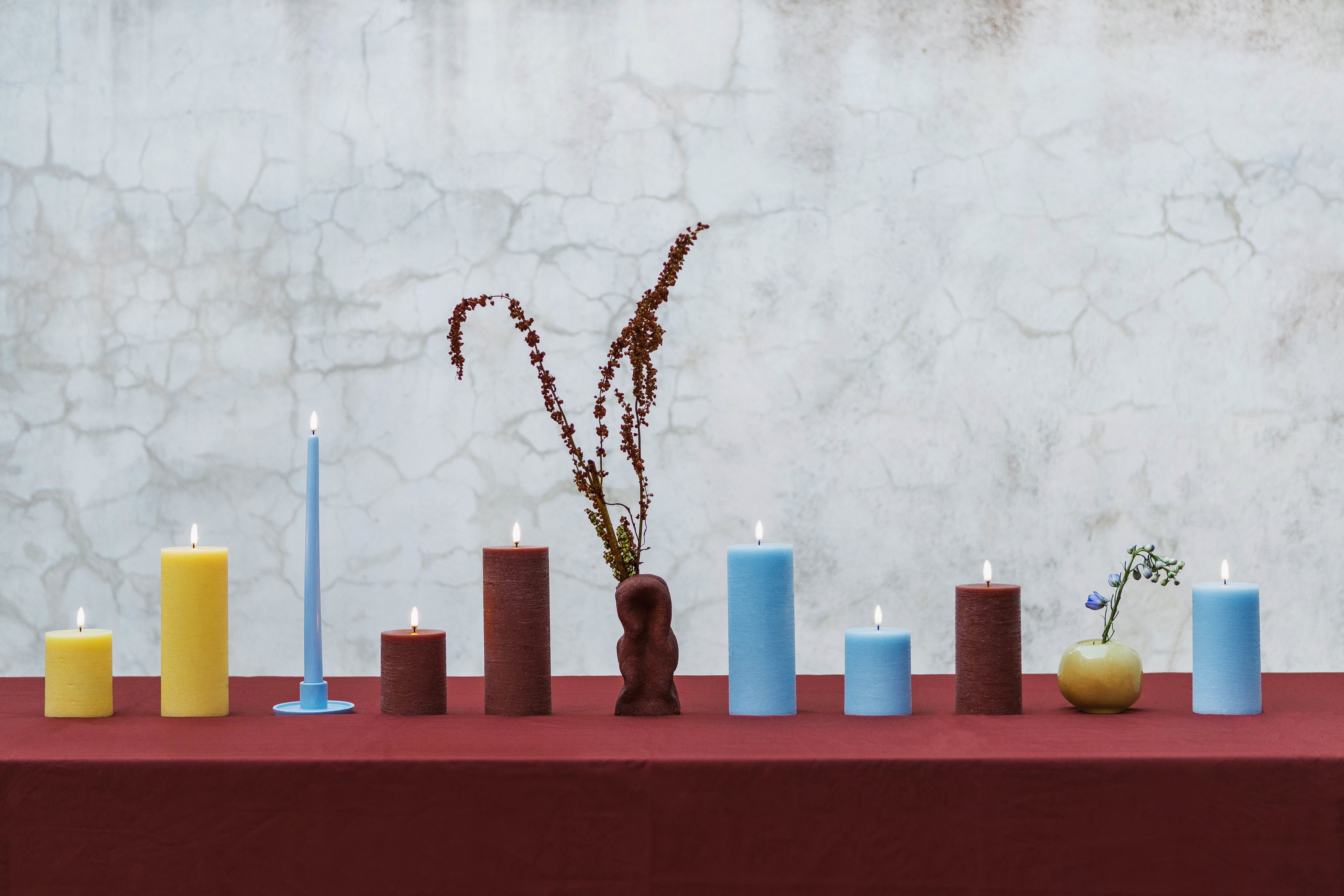 LED Rustic pillar lys, Wheat Yellow - H10 cm.