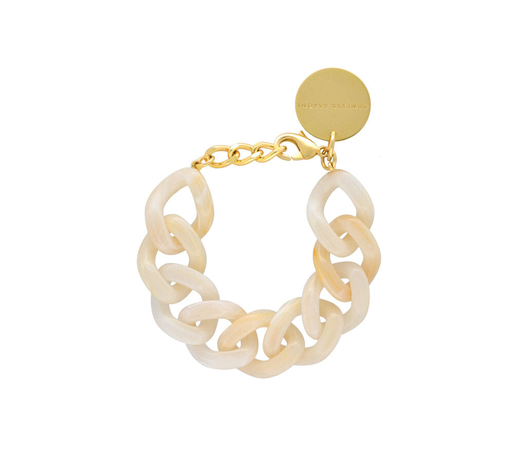 Flat Chain armbånd - Pearl Marble