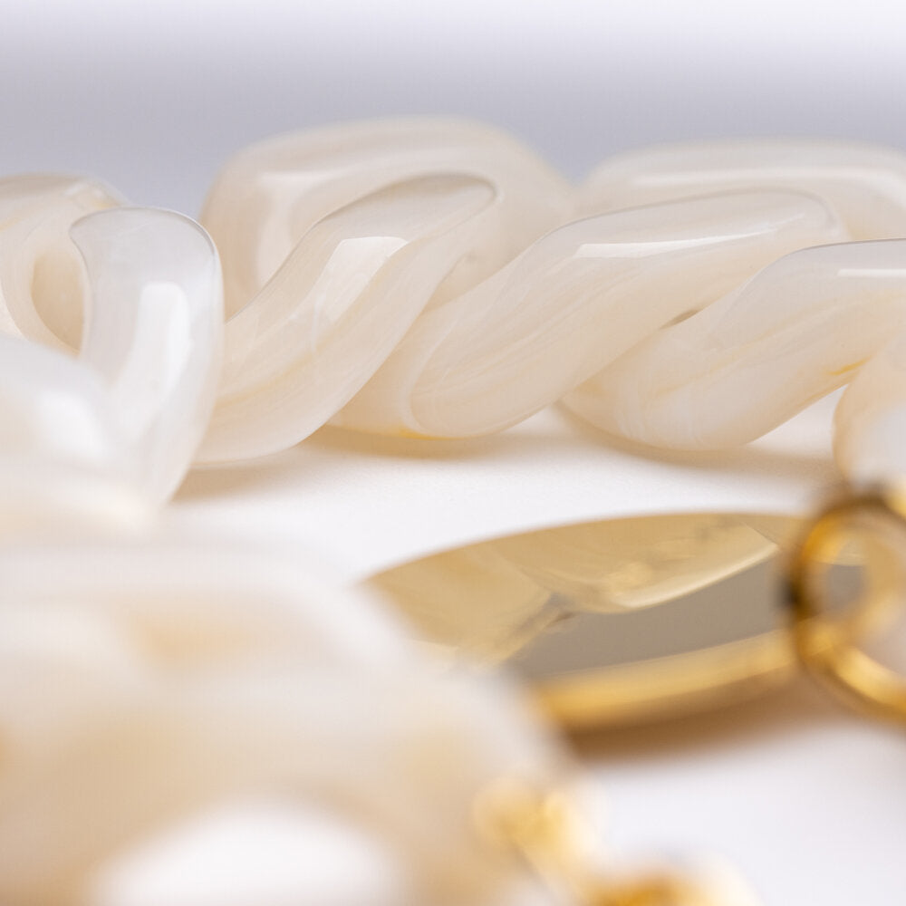 Flat Chain armbånd - Pearl Marble