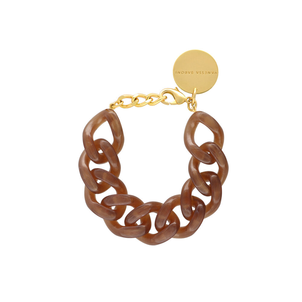 Flat Chain armbånd - Caramel Marble