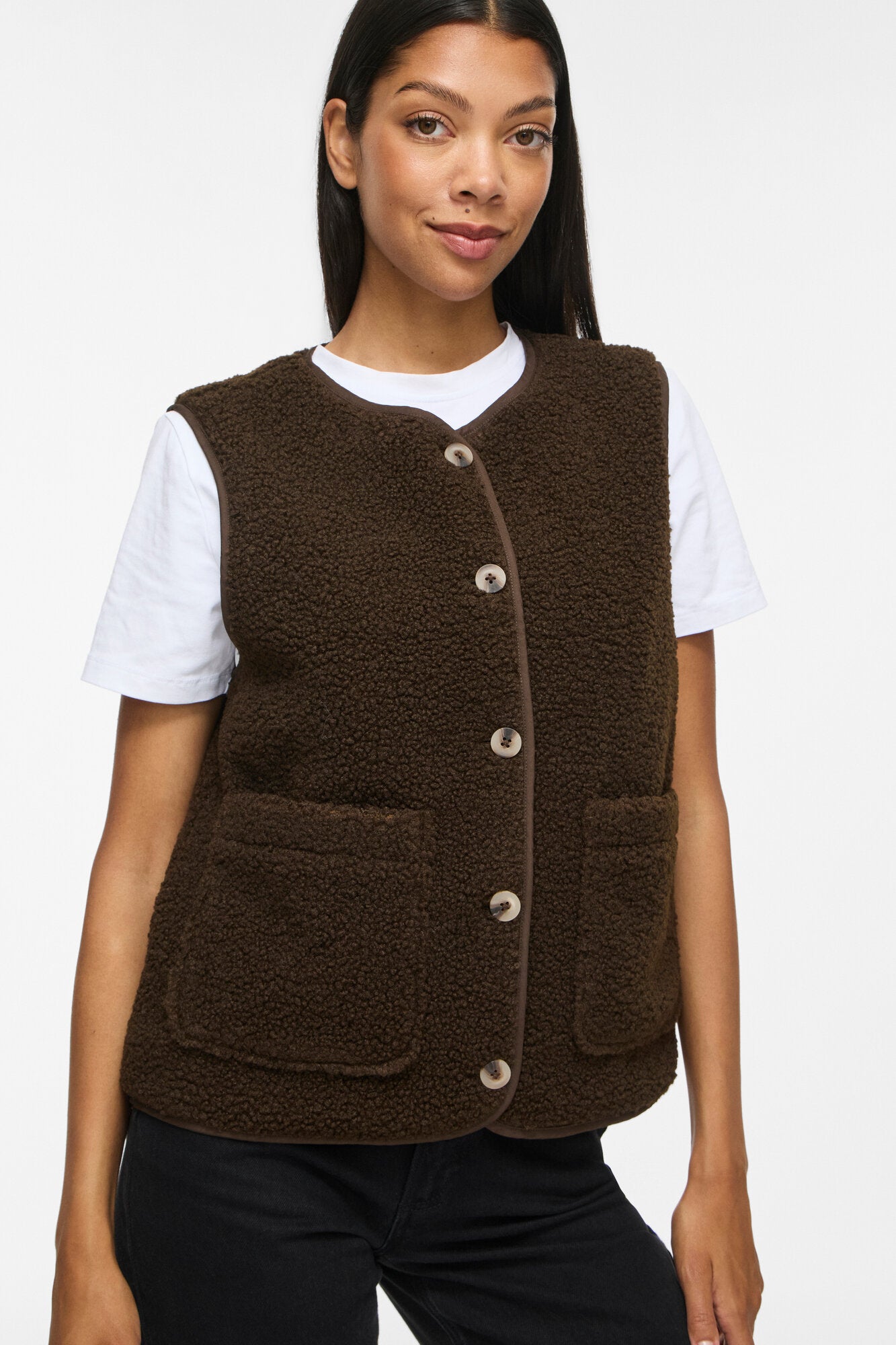 Viada teddy vest - Coffee Bean