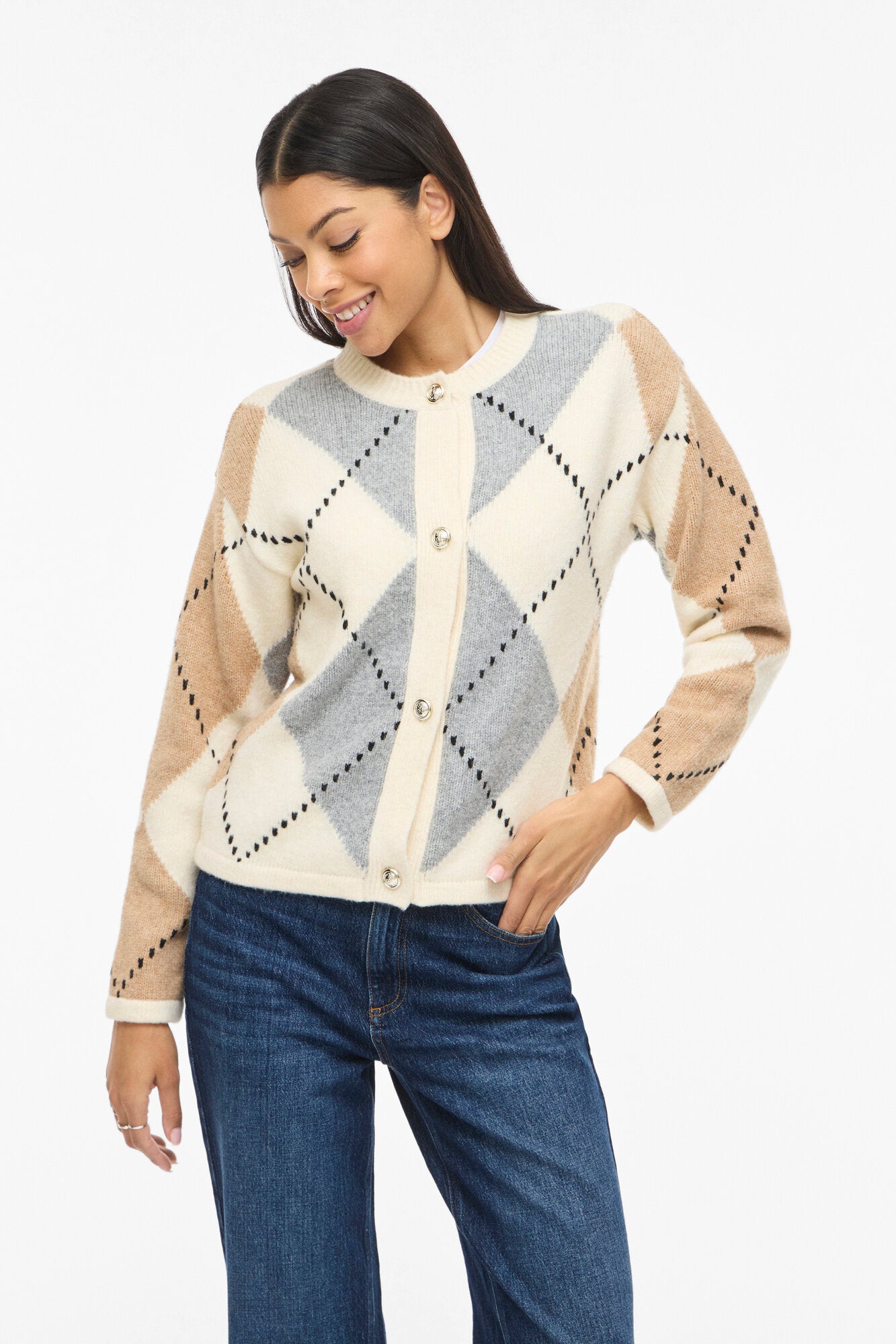 Vicheck cardigan - Cloud Dancer