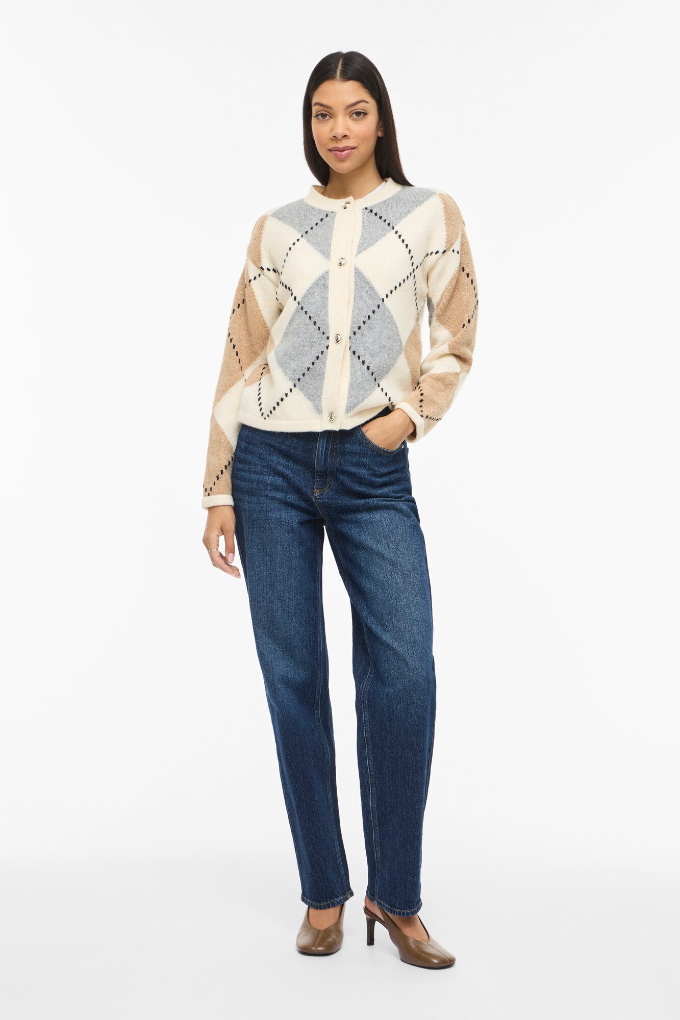 Vicheck cardigan - Cloud Dancer