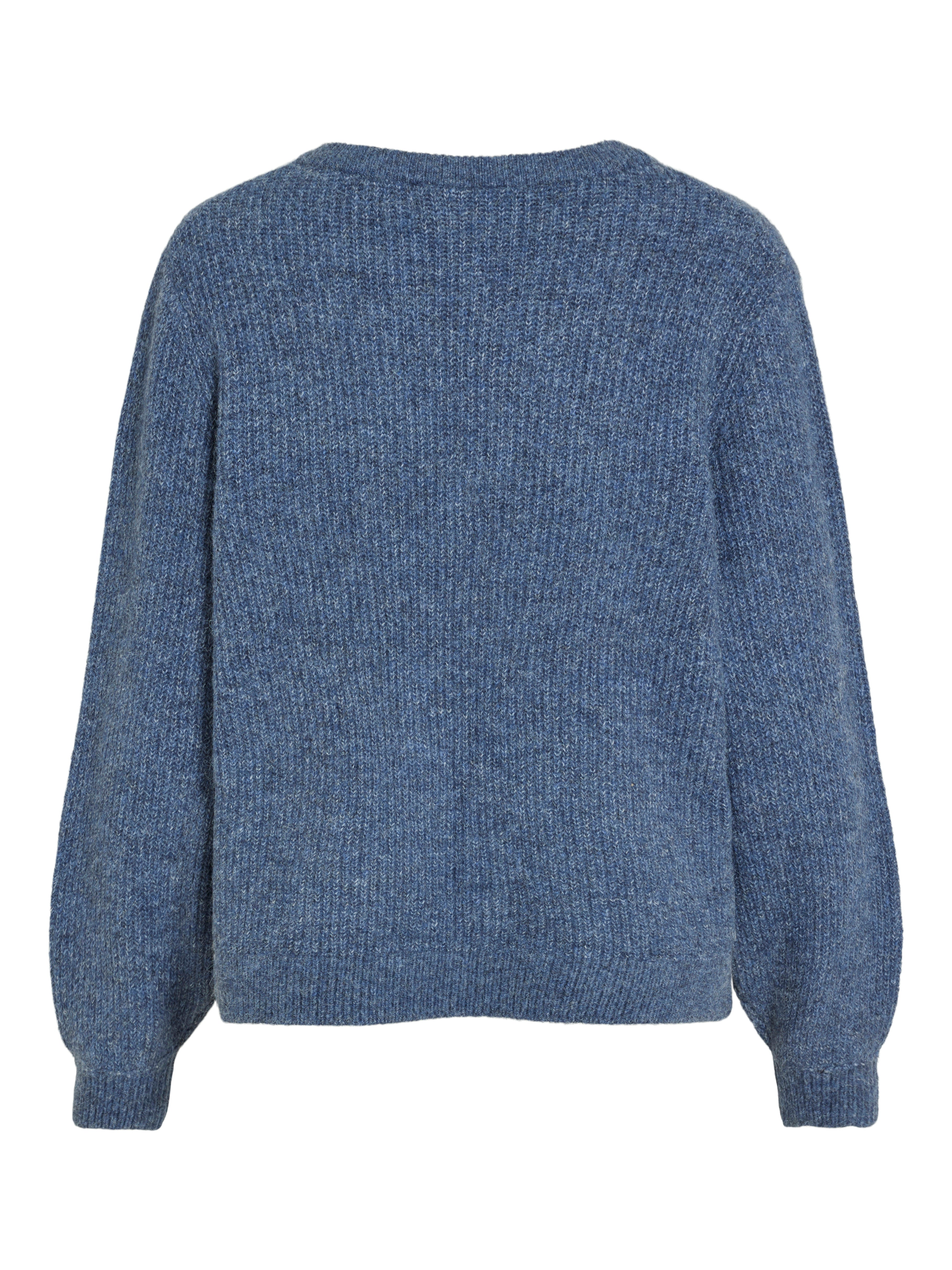 Vibeluna V-neck Rev L/S striktrøje - Bijou Blue