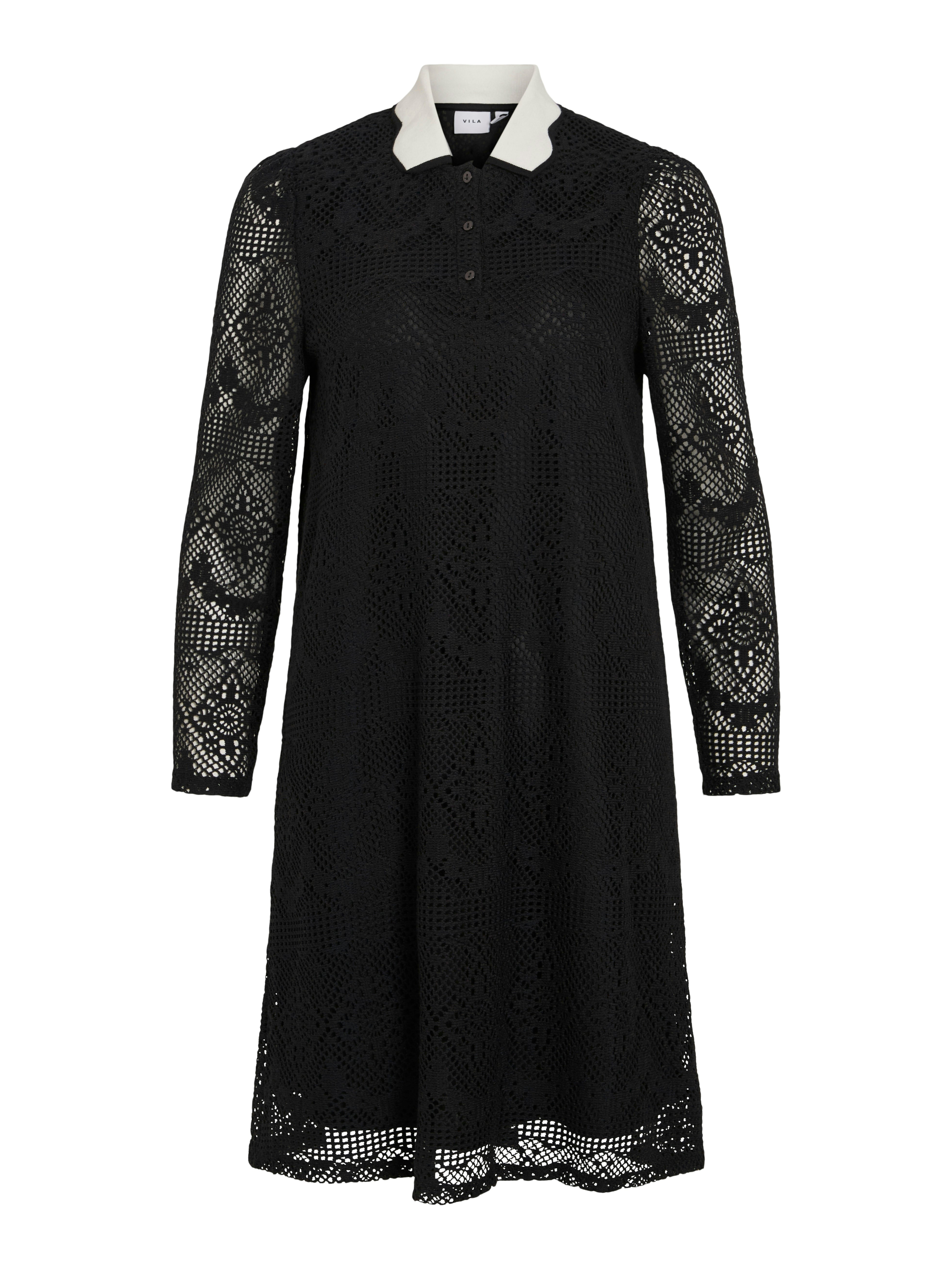 Visara L/S Crochet kjole - sort