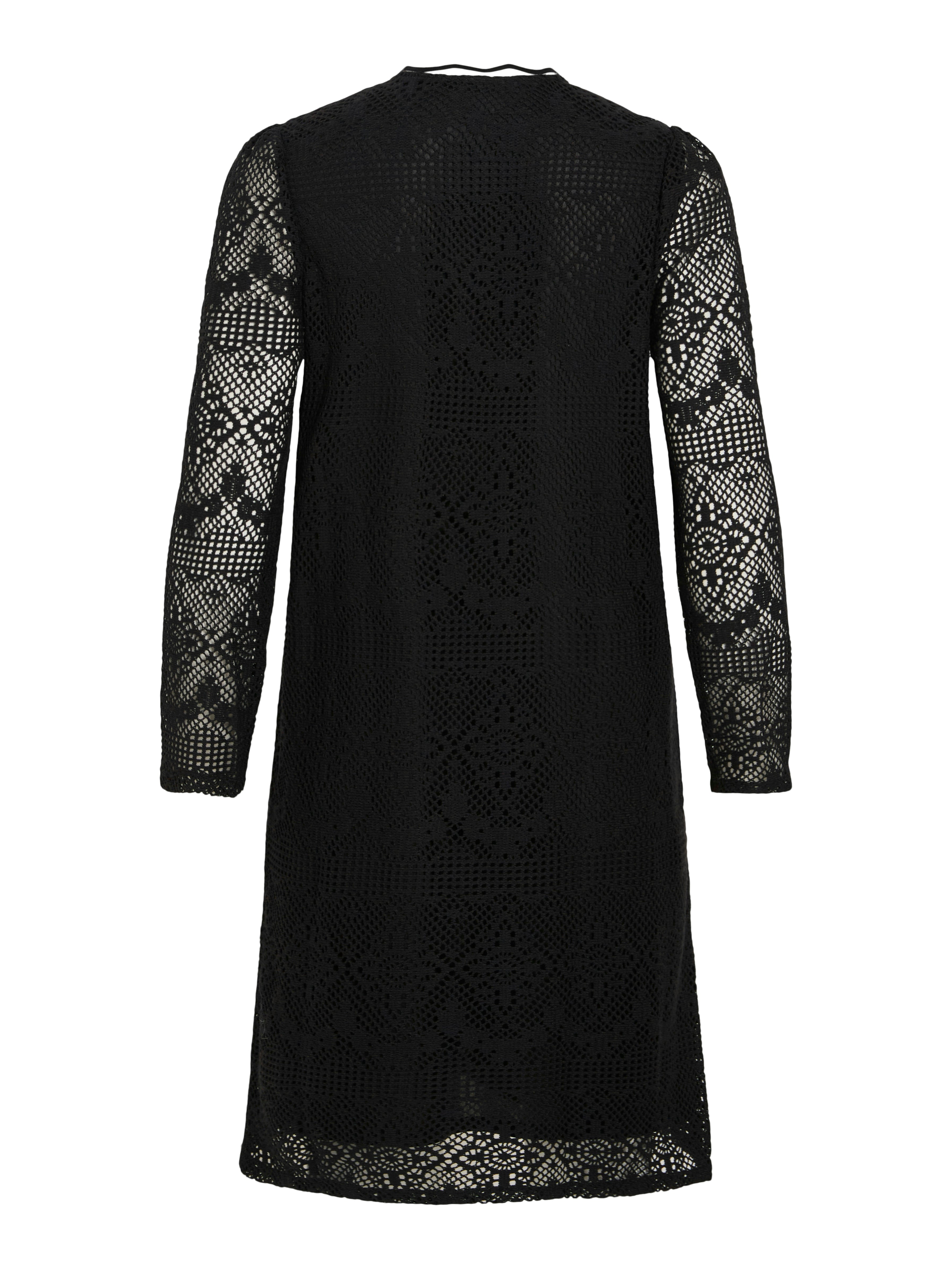 Visara L/S Crochet kjole - sort