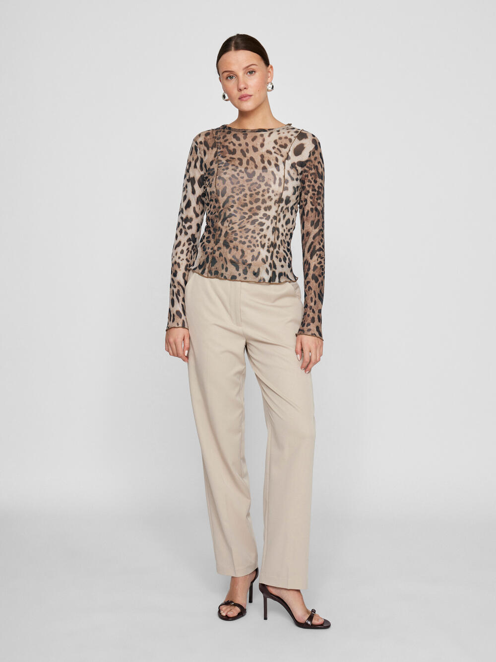 Vininna L/S Mesh bluse - sort