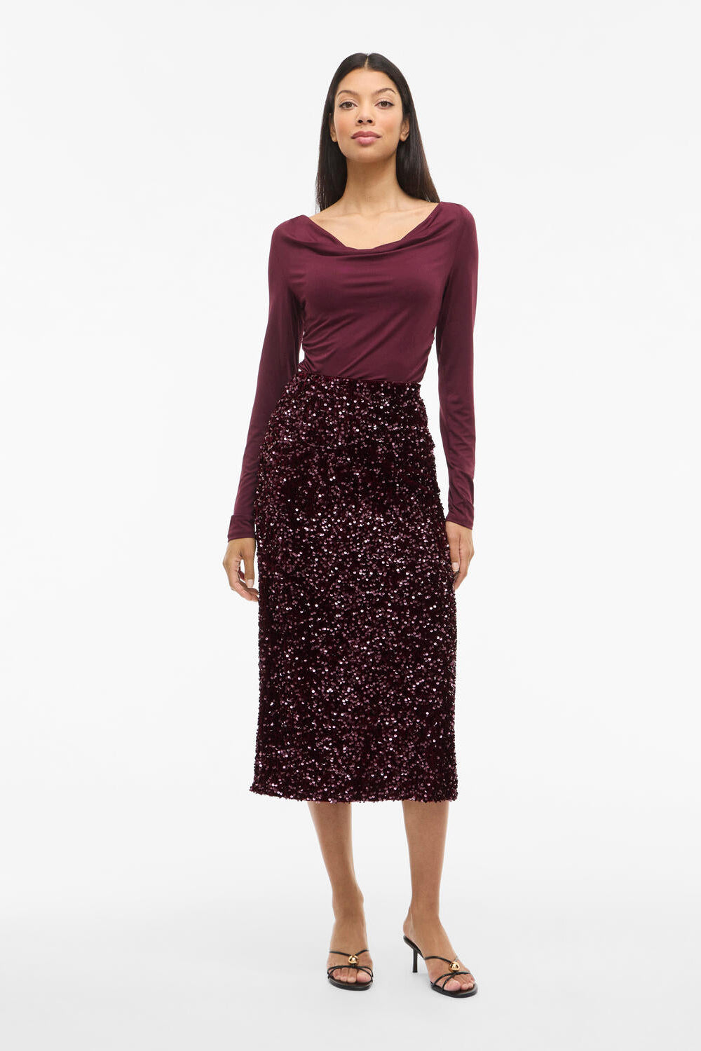 Vifaith Sequin midi nederdel - Fig