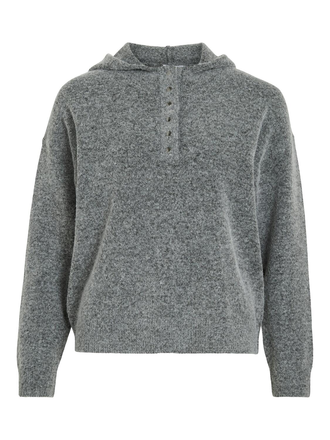 Vicasti strikket hoodie - Medium Grey Melange