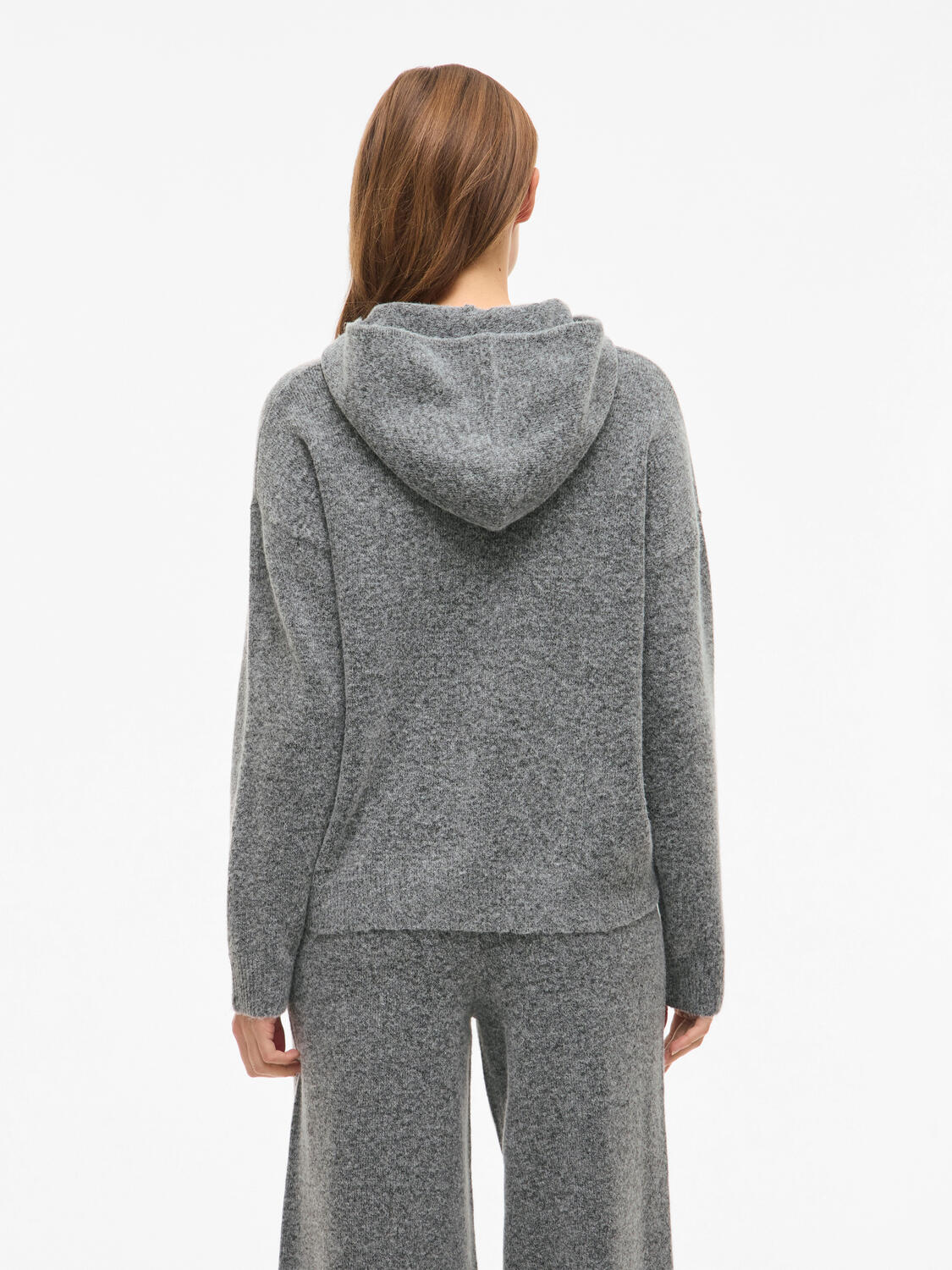 Vicasti strikket hoodie - Medium Grey Melange