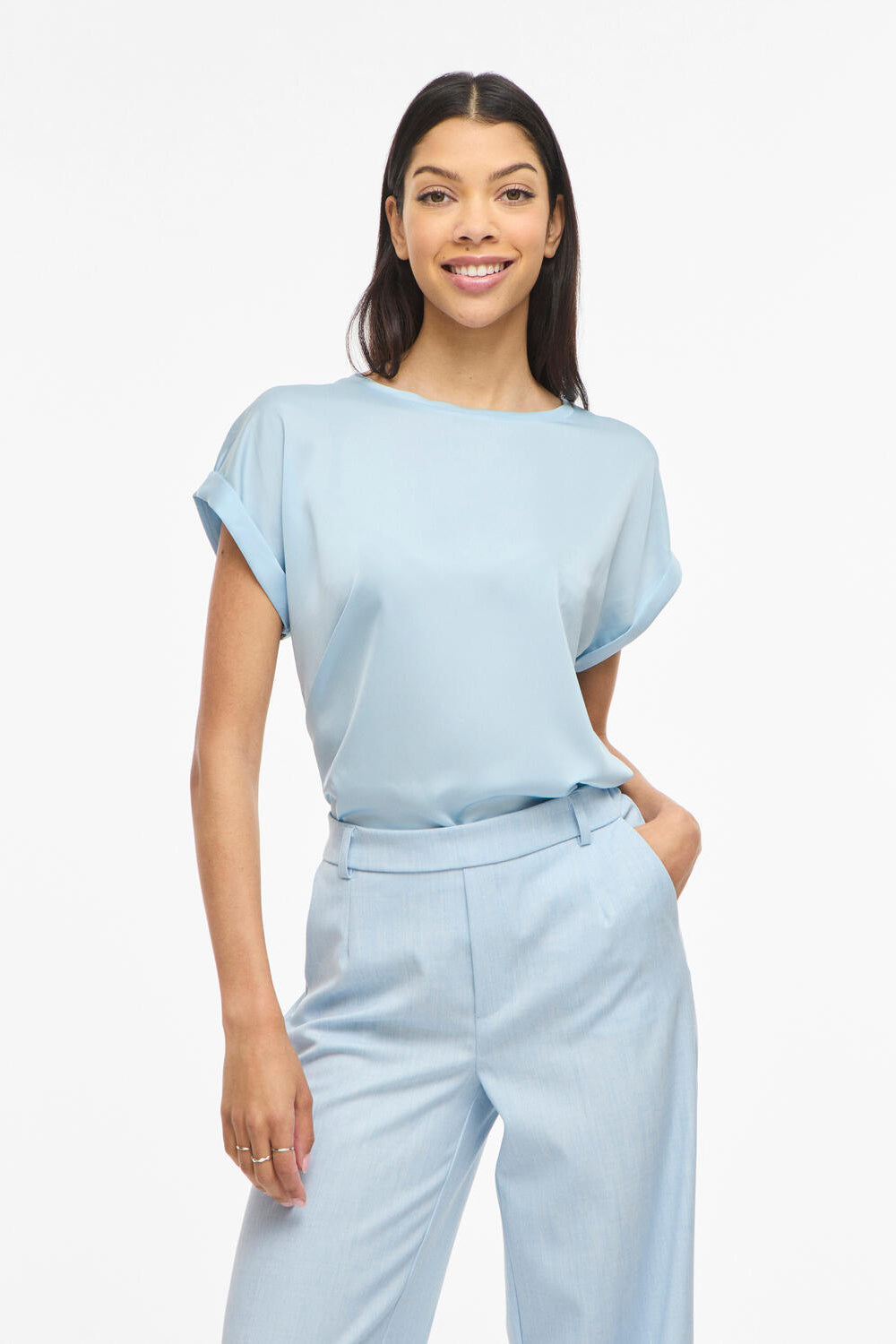 Viellette Satin top - Nantucket Breeze