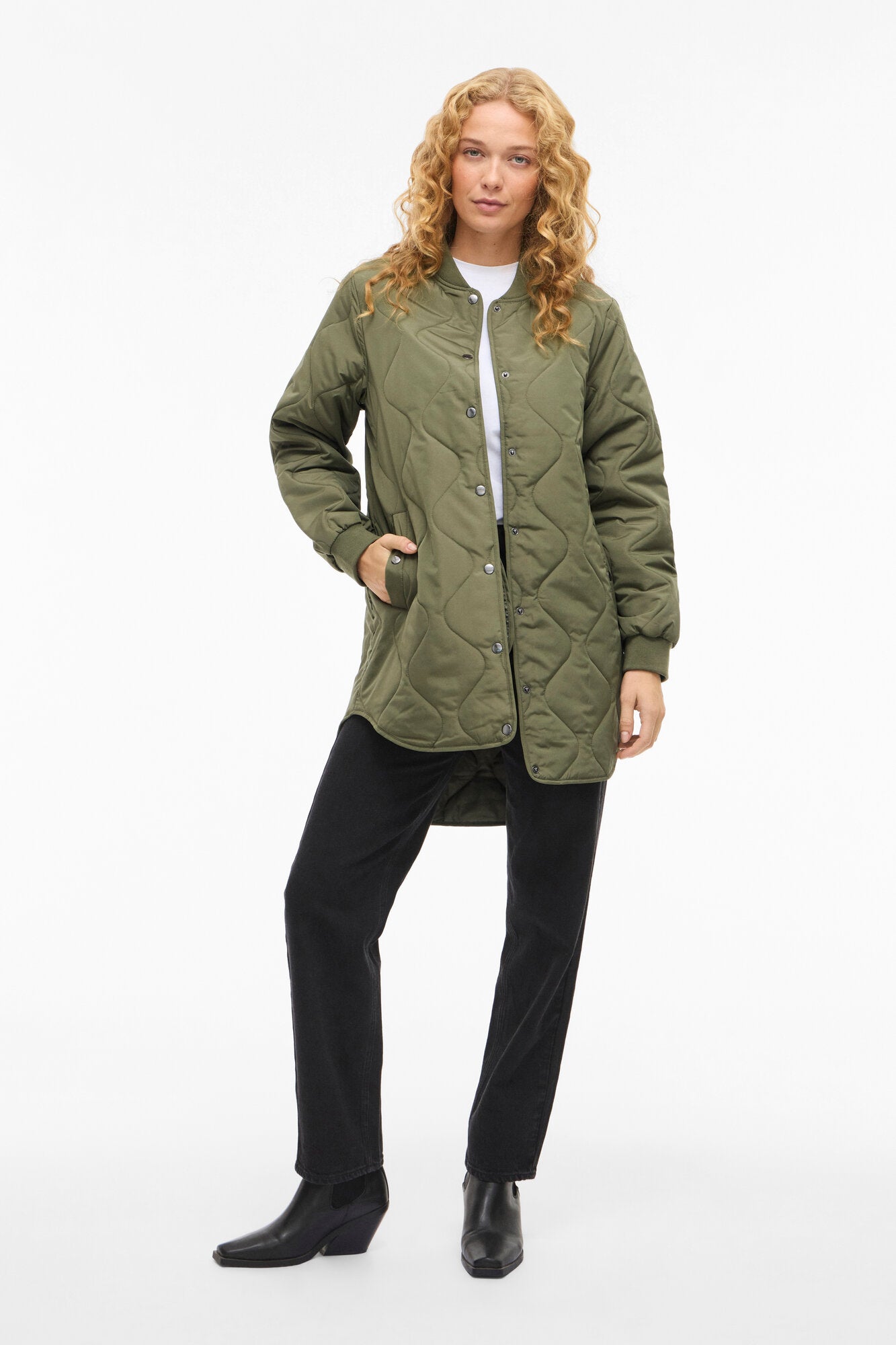 Vitate quiltet jakke - Olivine