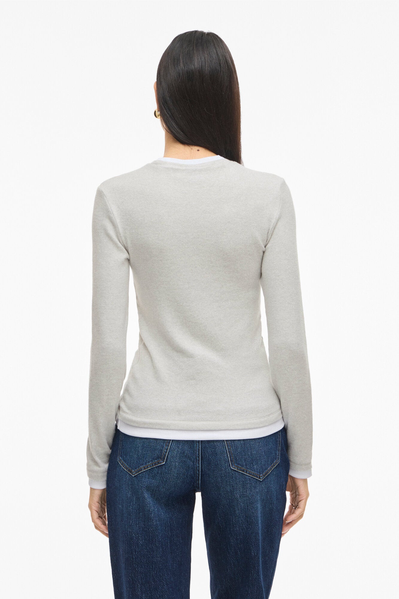 Viadi langærmet t-shirt - Light Grey Melange