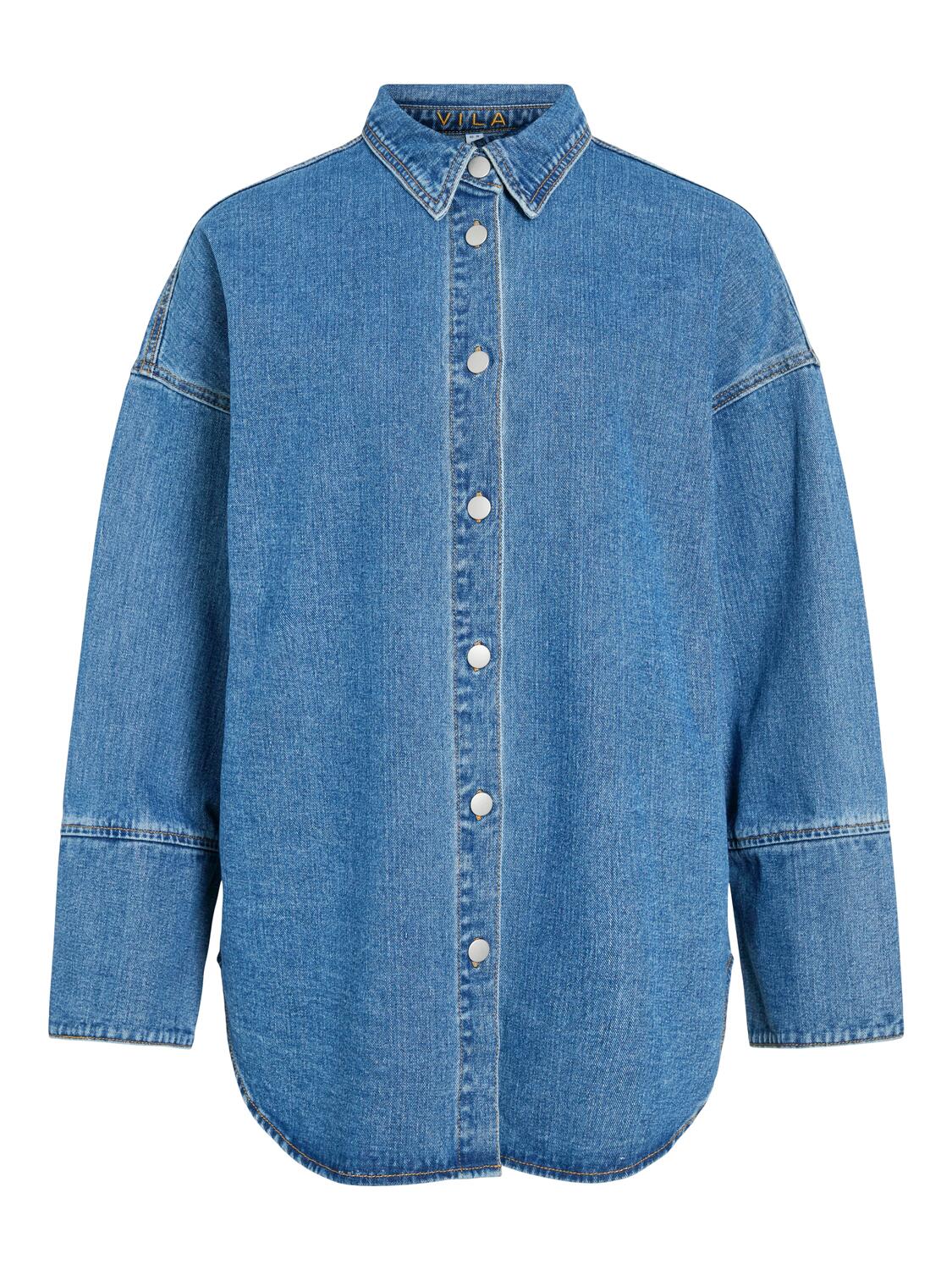 Vimalou Detailed denimskjorte - Medium Blue Denim