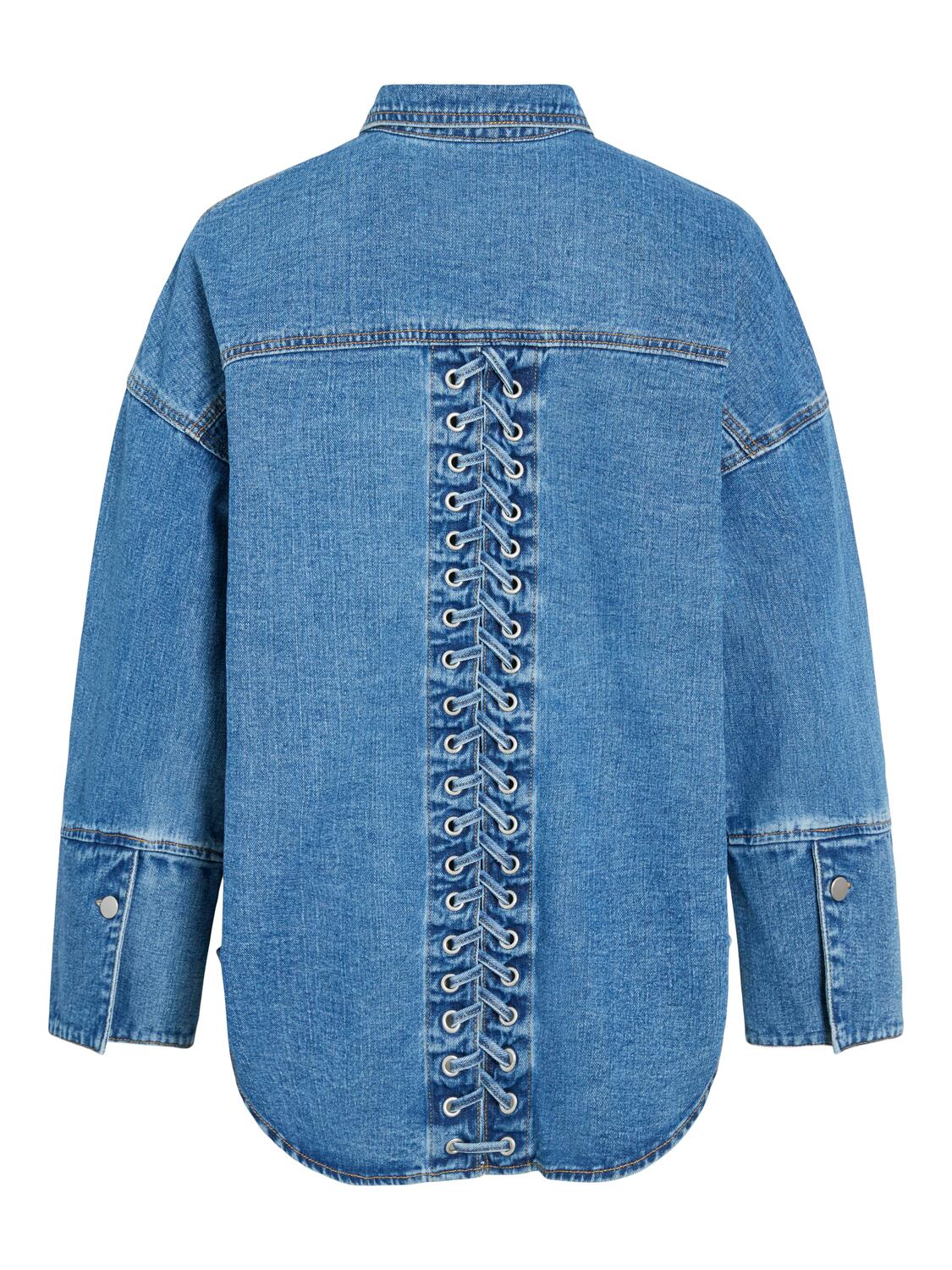 Vimalou Detailed denimskjorte - Medium Blue Denim