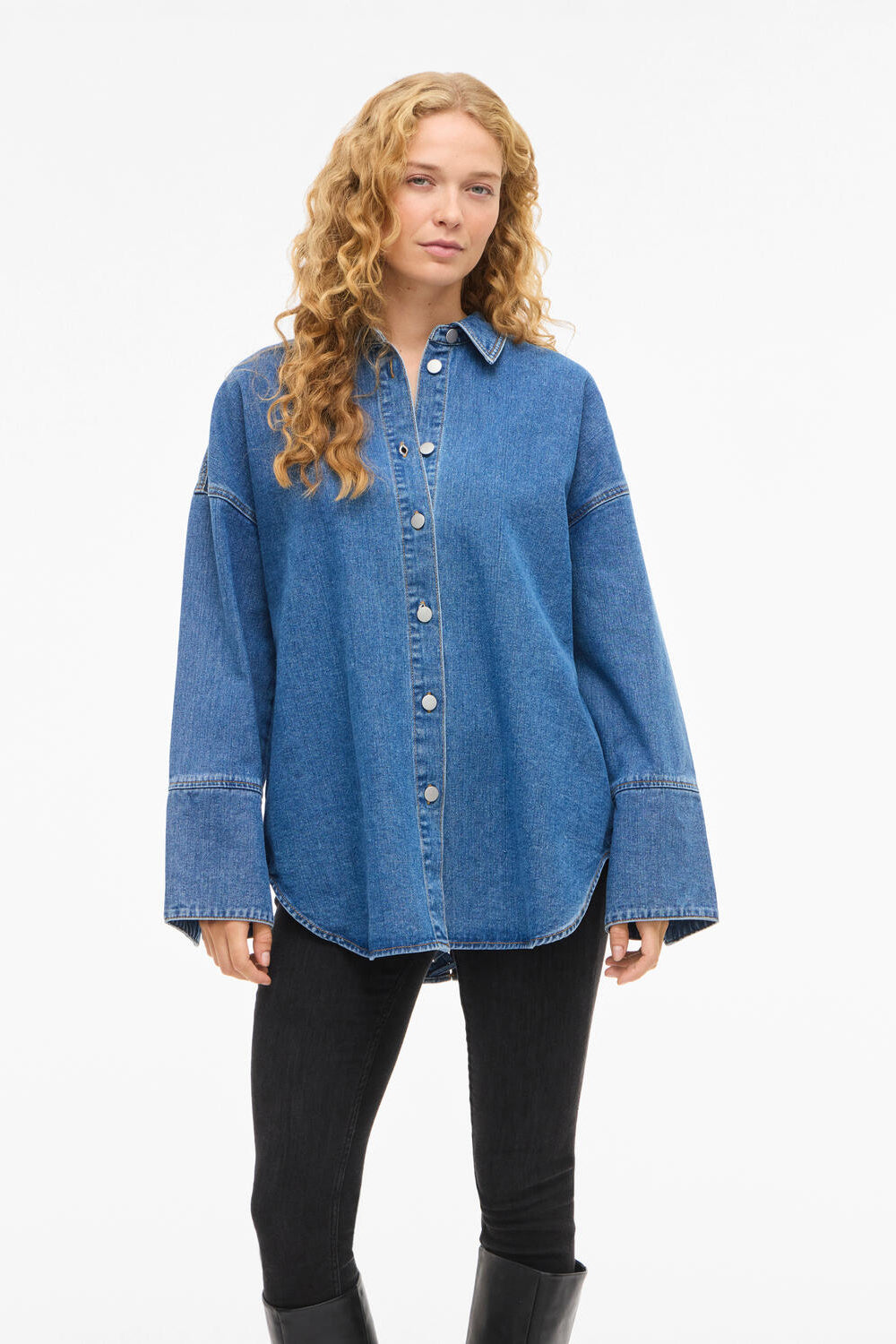 Vimalou Detailed denimskjorte - Medium Blue Denim