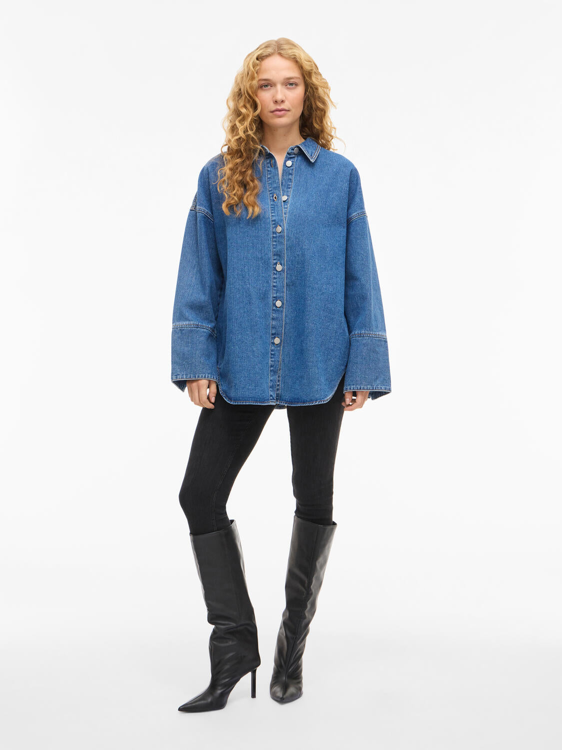 Vimalou Detailed denimskjorte - Medium Blue Denim