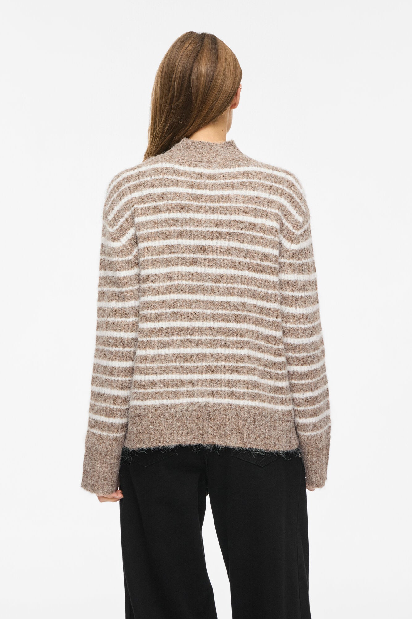 Vimeja L/S Stripe rullekrave – Natural Melange
