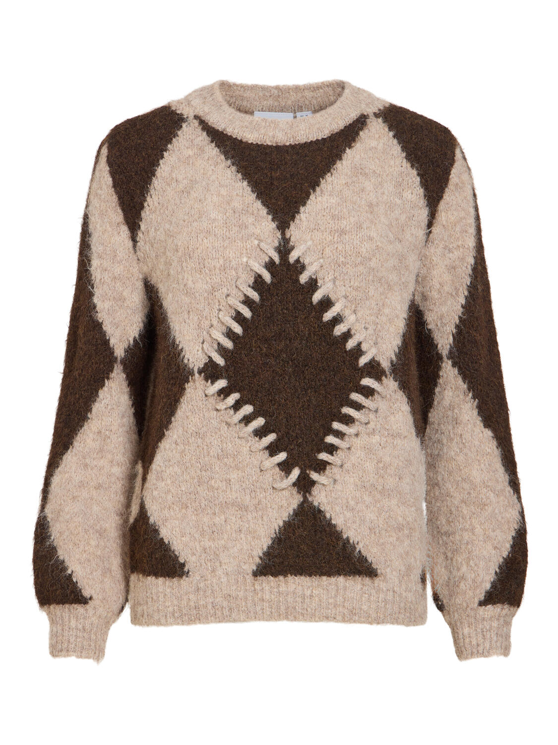 Vitora O-Neck Jacquard striktrøje – Natural Melange