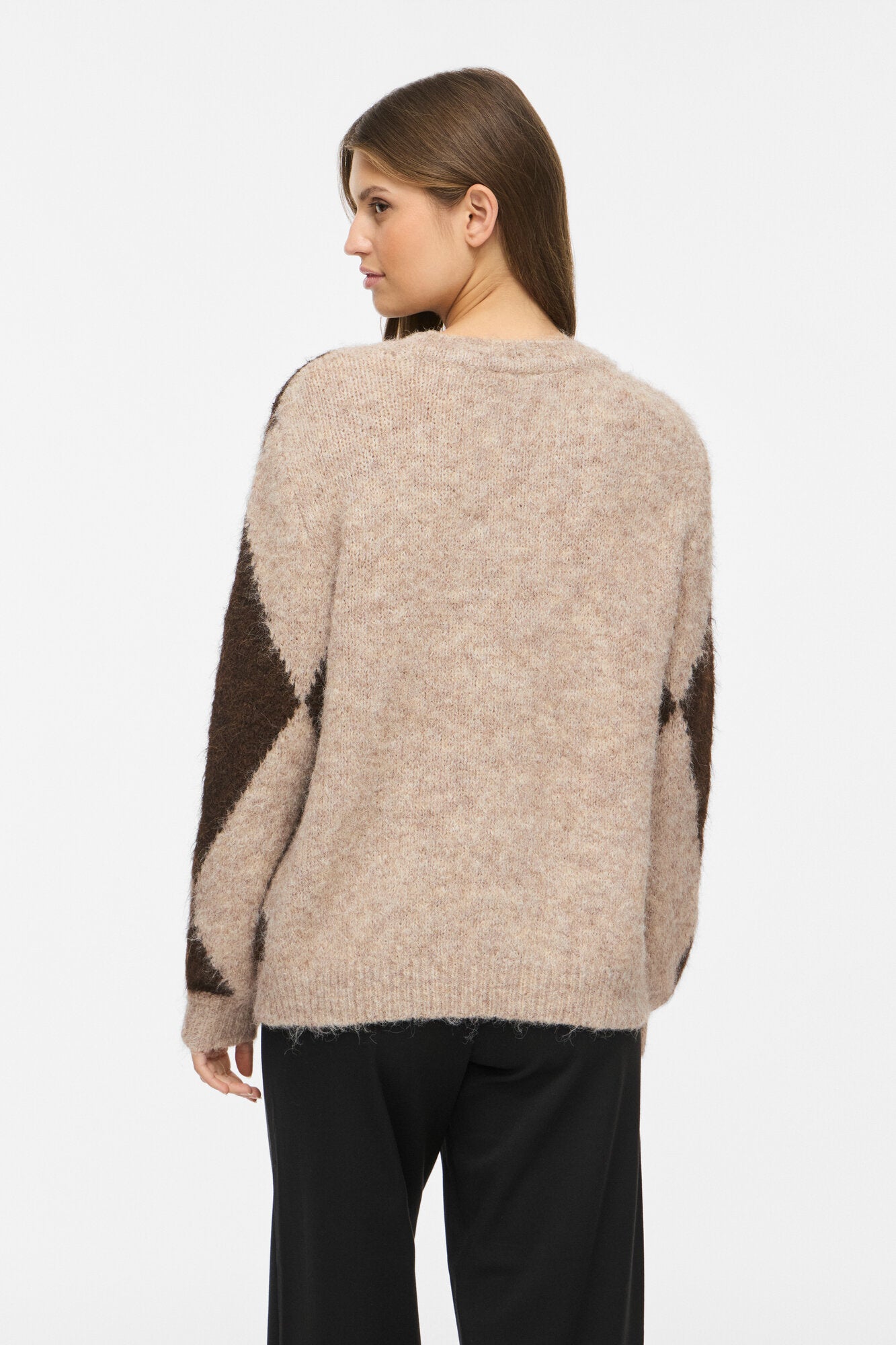 Vitora O-Neck Jacquard striktrøje – Natural Melange
