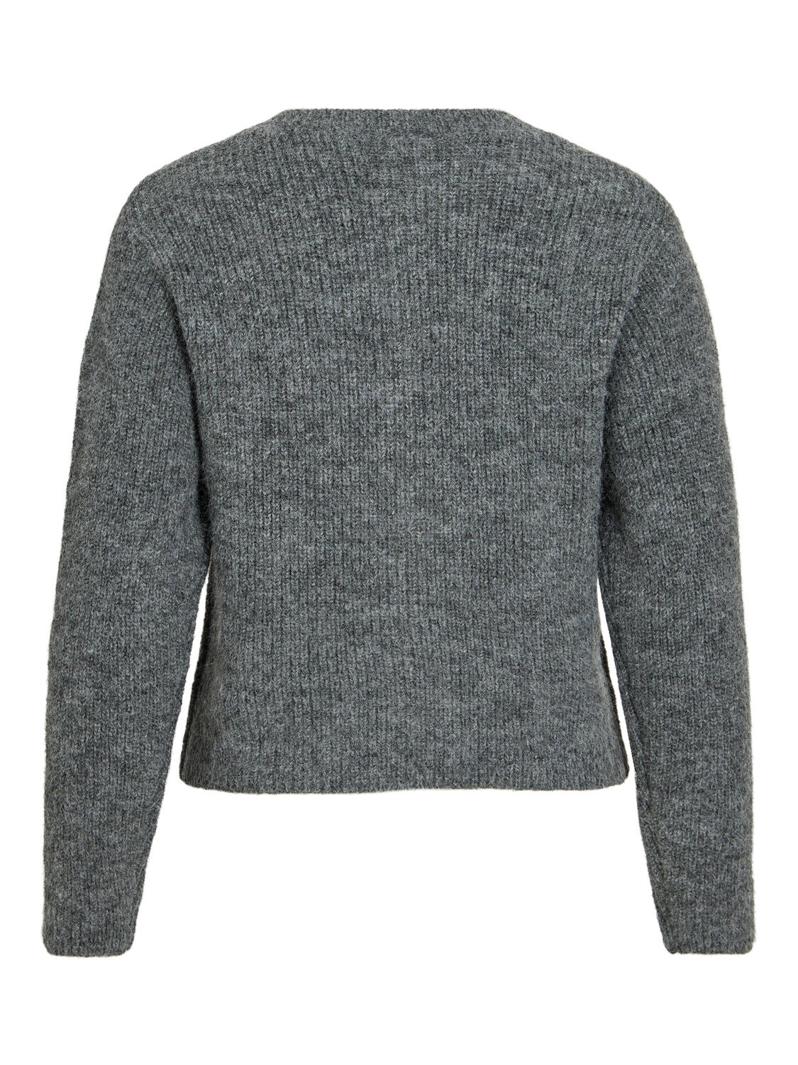 Visuni O-neck Detail cardigan – Dark Grey Melange