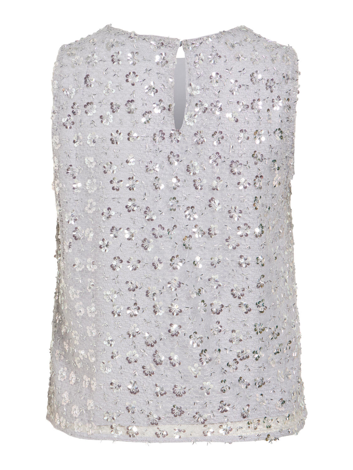 Viglita O-Neck glimmertop – sølvfarvet