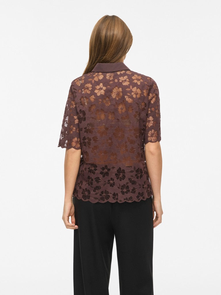 Viharriet gennemsigtig t-shirt - Raisin