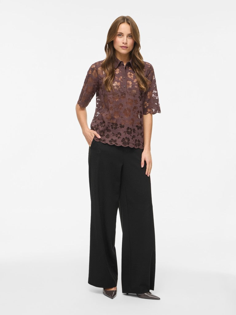 Viharriet gennemsigtig t-shirt - Raisin