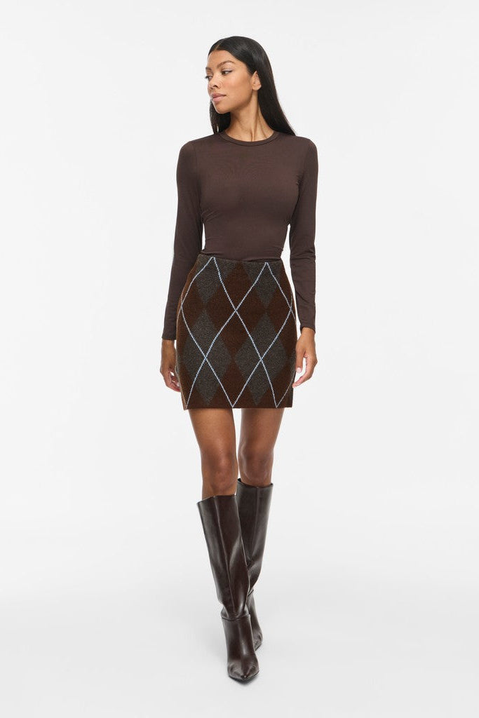 Viargyle mini strikket nederdel - Dark Grey Melange