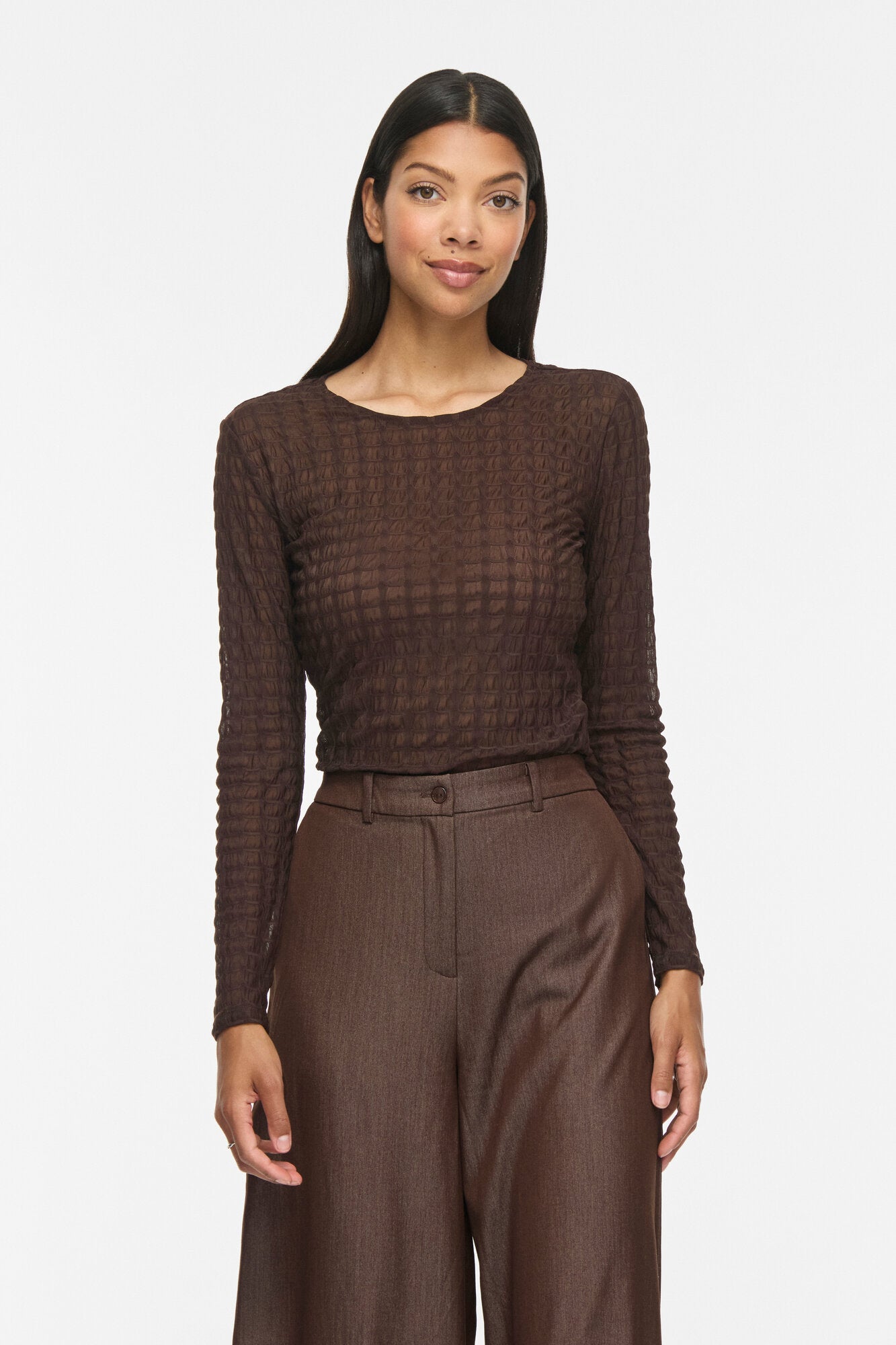 Vimirani o-neck l/s langærmet t-shirt – Coffee bean