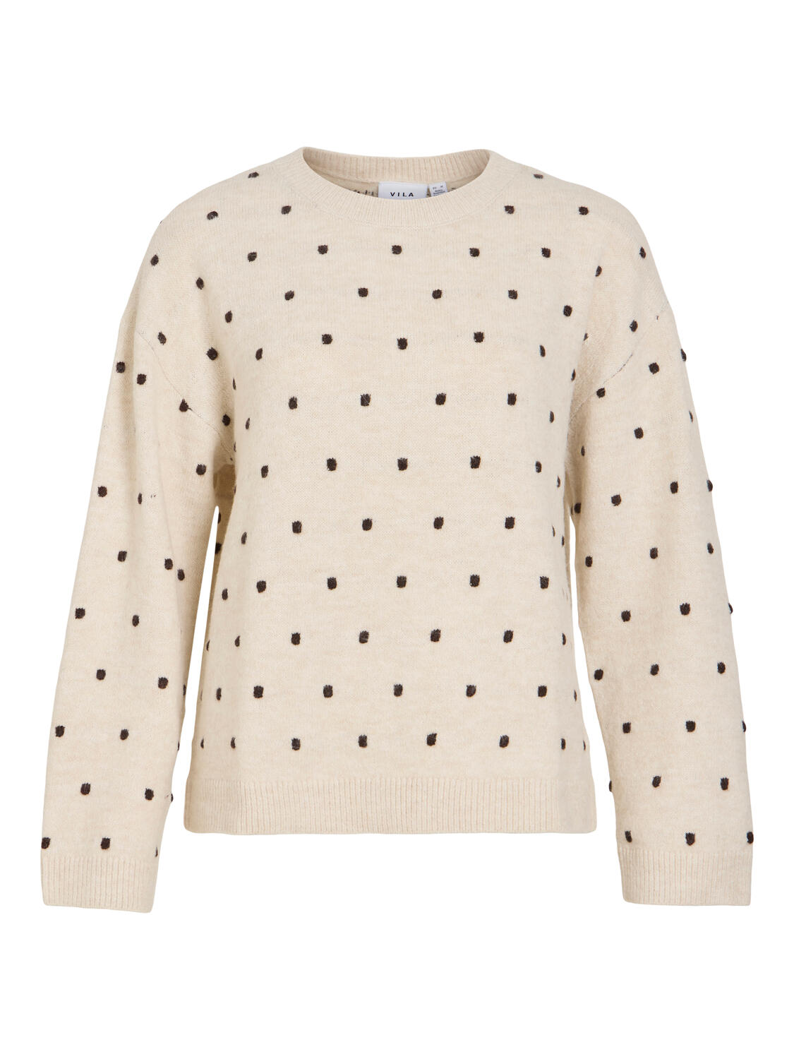 Viliga L/S O-neck Dot striktrøje – Birch