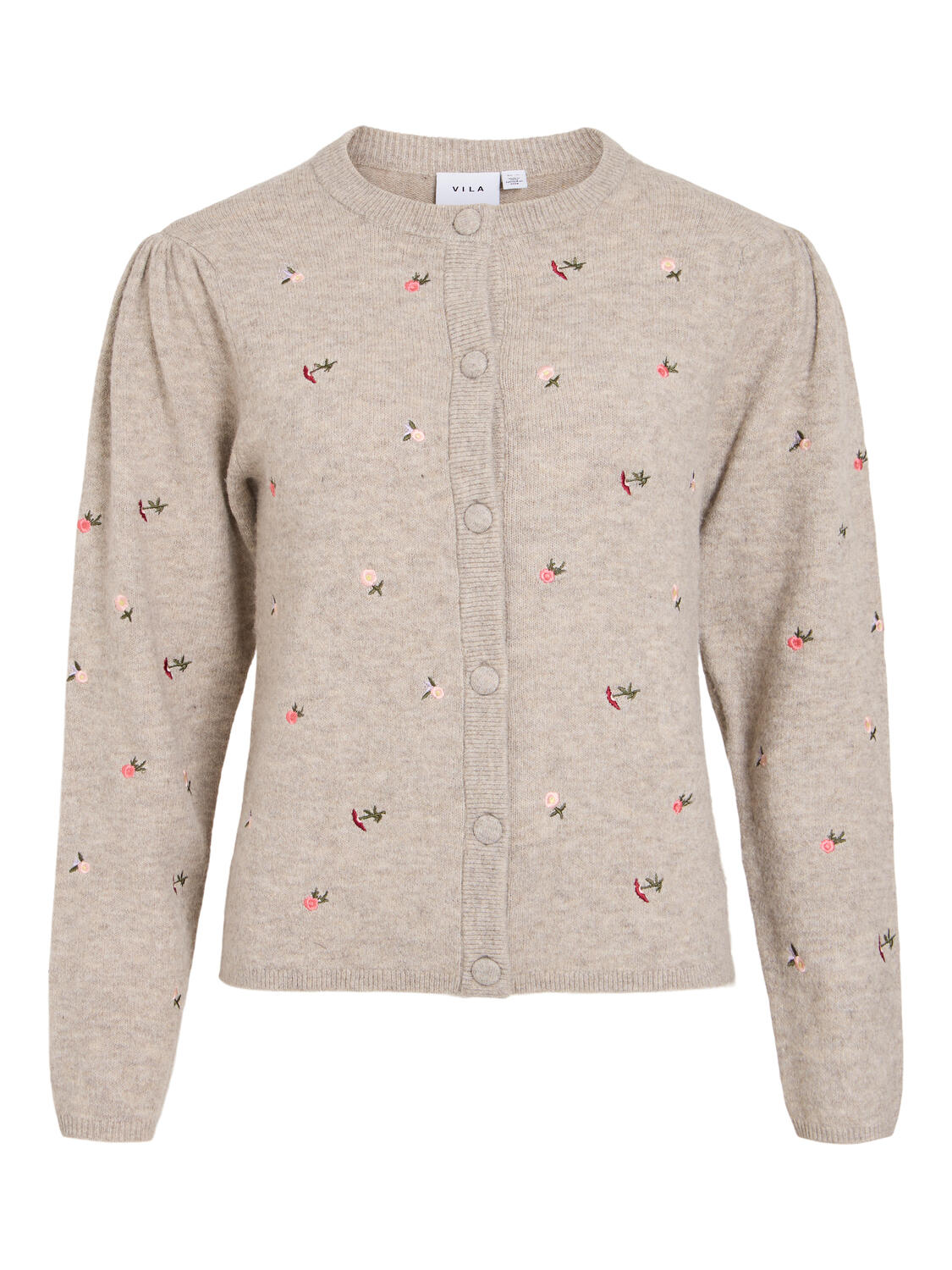 Visenea Embroidery cardigan - Natural Melange