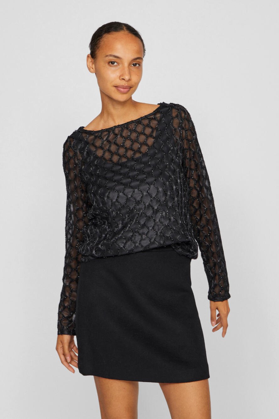 Vizalma Boatneck L/S bluse - Black Beauty