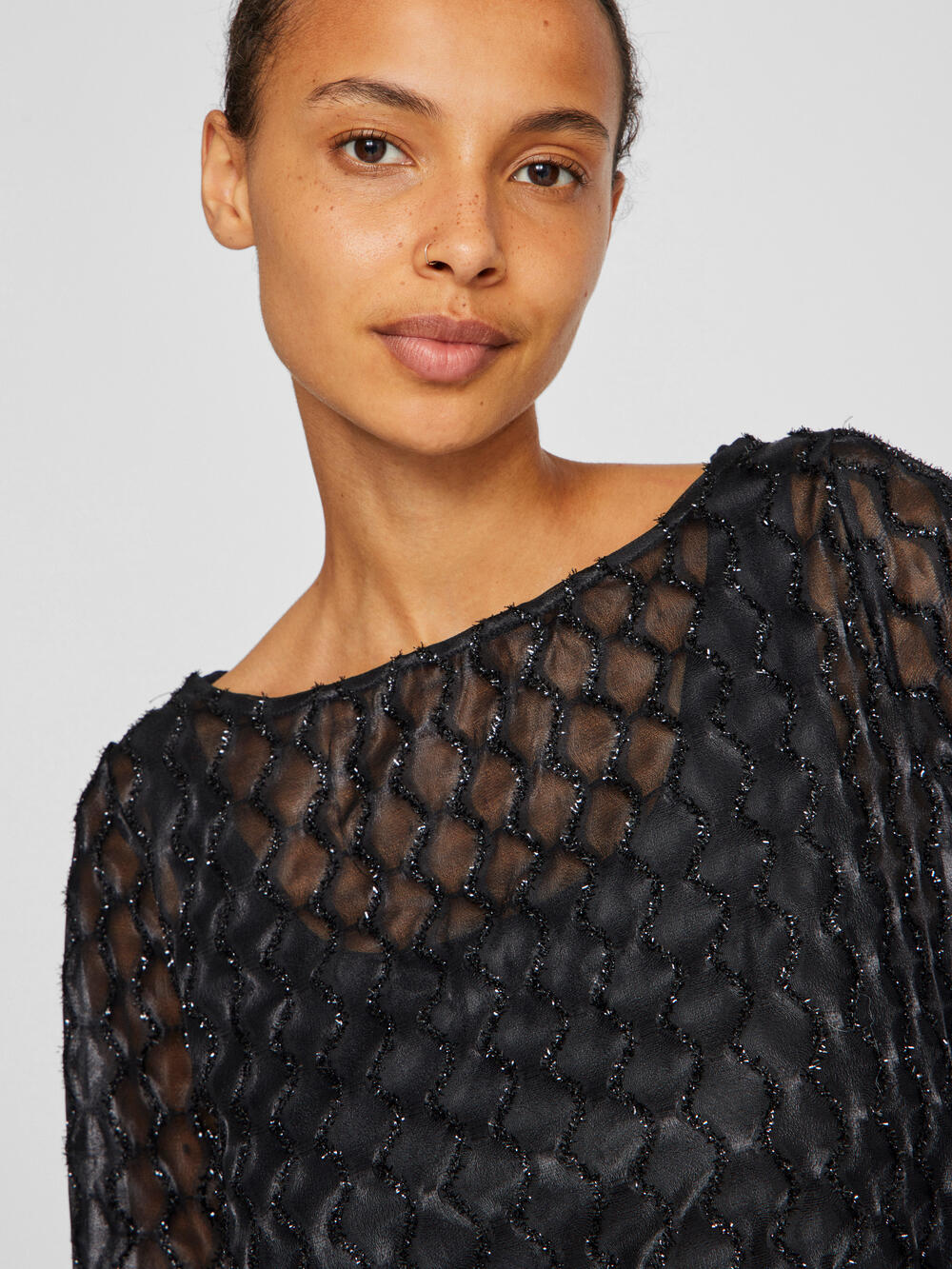 Vizalma Boatneck L/S bluse - Black Beauty