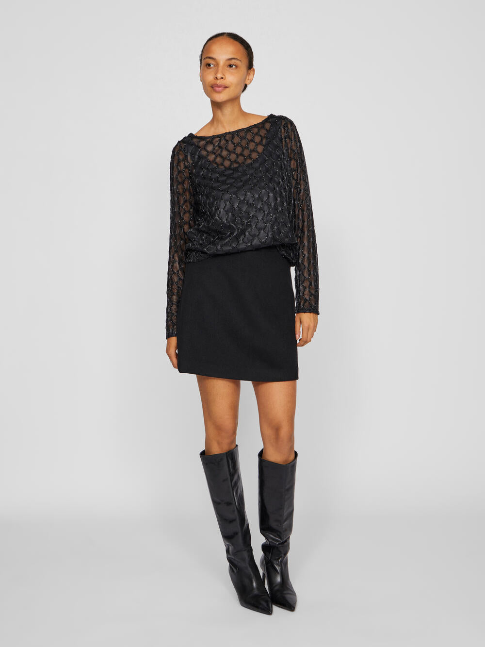 Vizalma Boatneck L/S bluse - Black Beauty