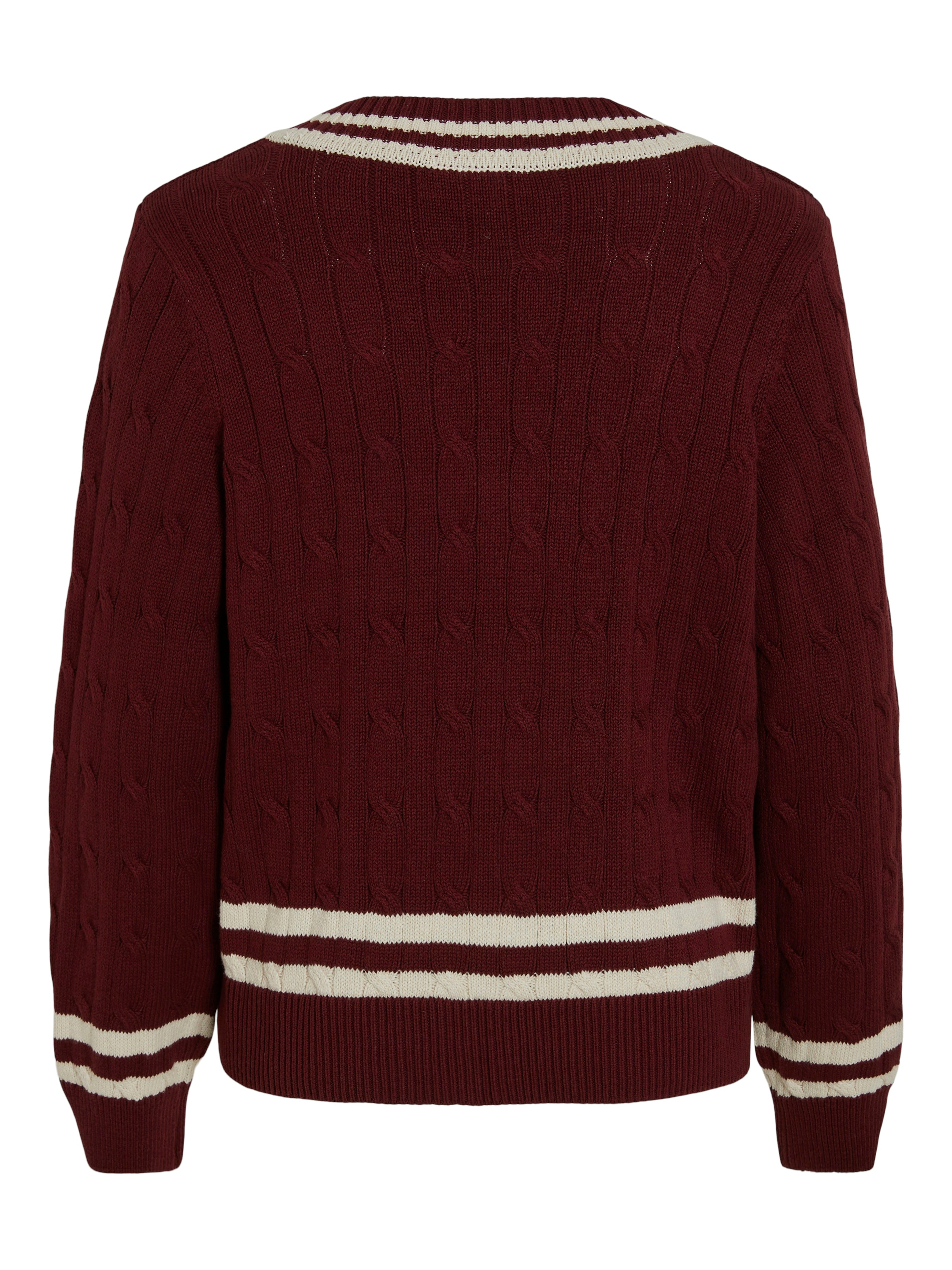 Visena L/S V-Neck striktrøje - Cabernet