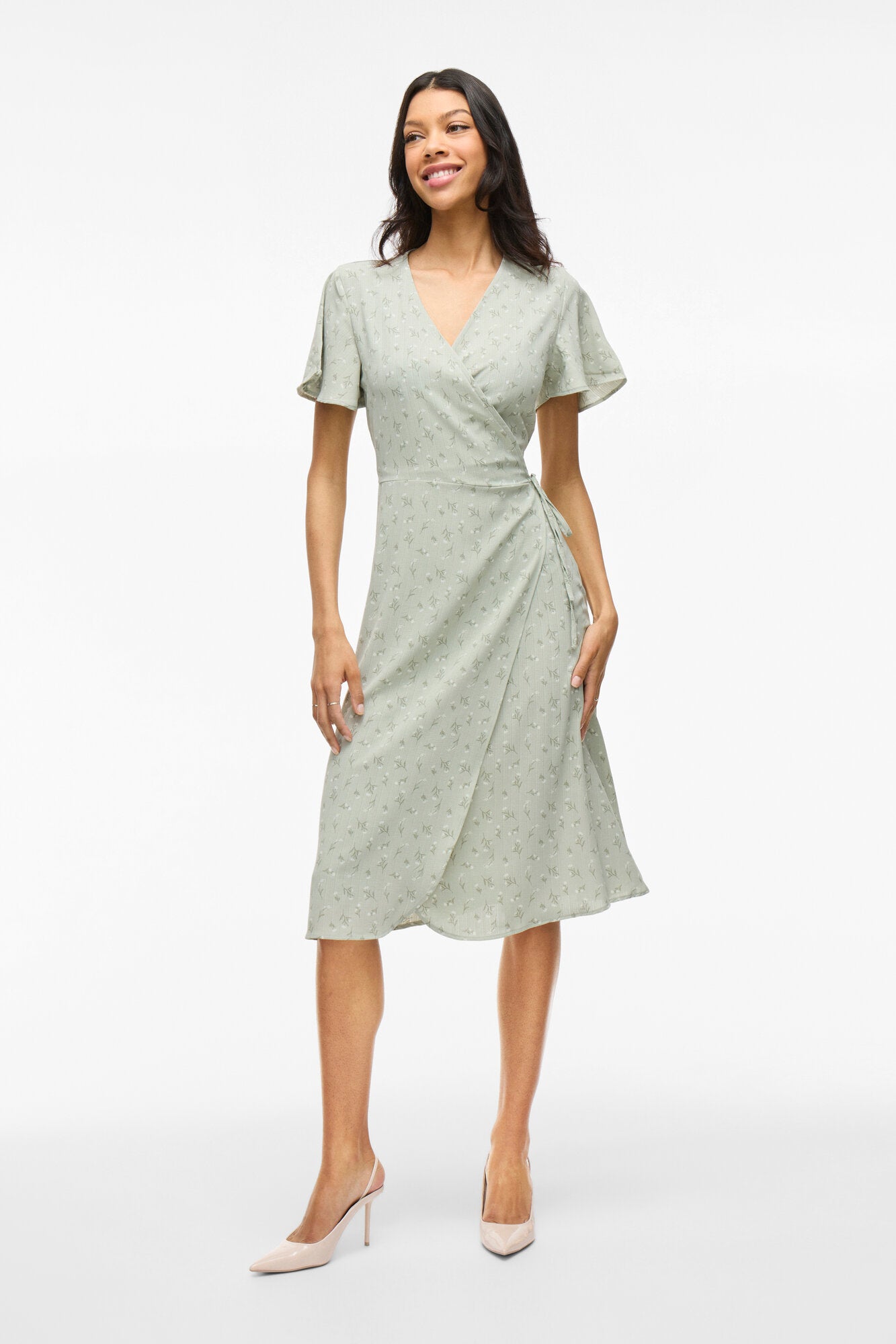 Vilovie midi wrap kjole - Desert Sage