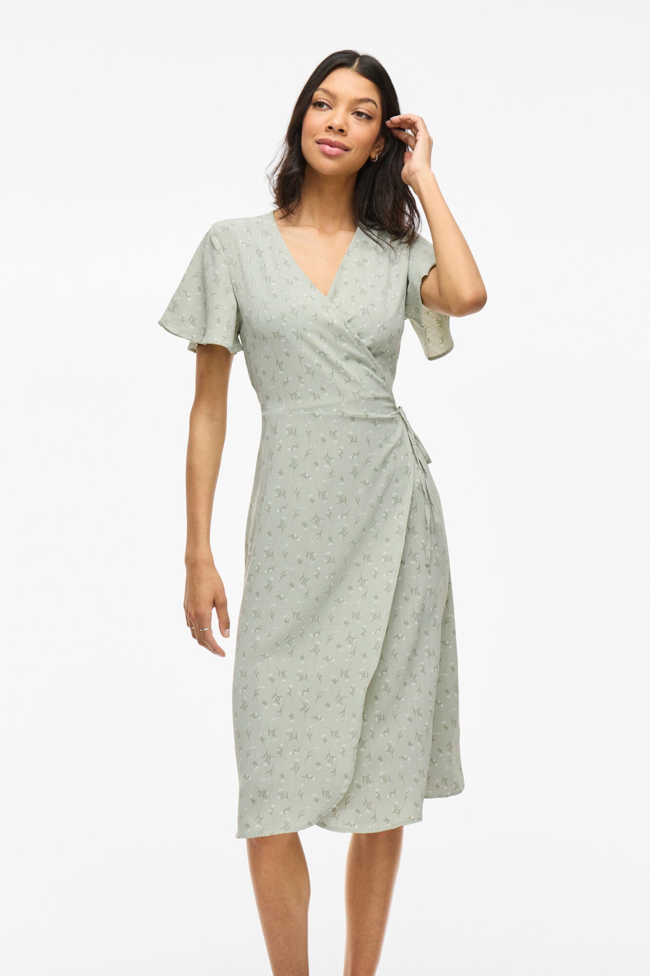 Vilovie midi wrap kjole - Desert Sage