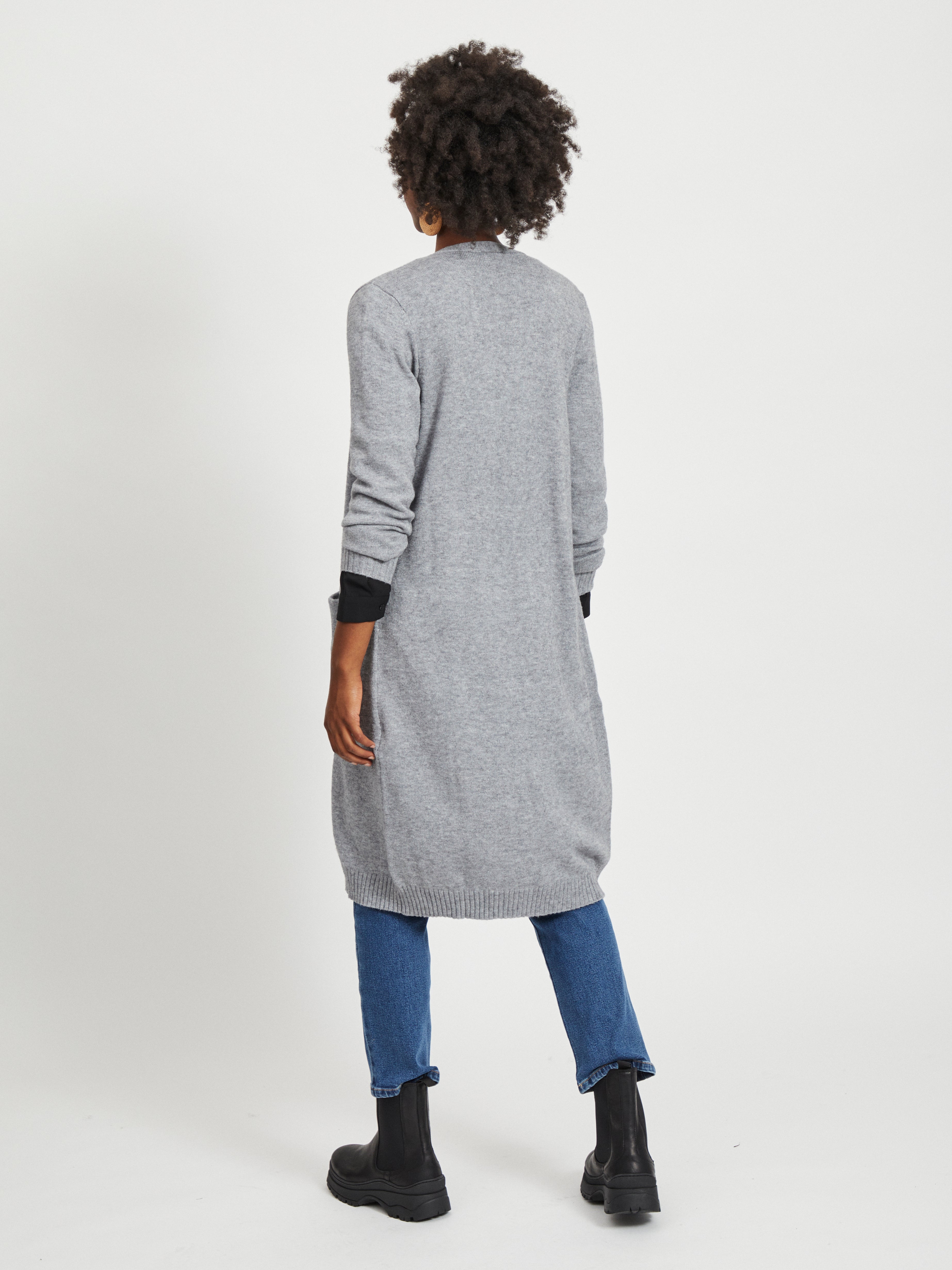 Viril Long L/S cardigan - Medium Grey Melange