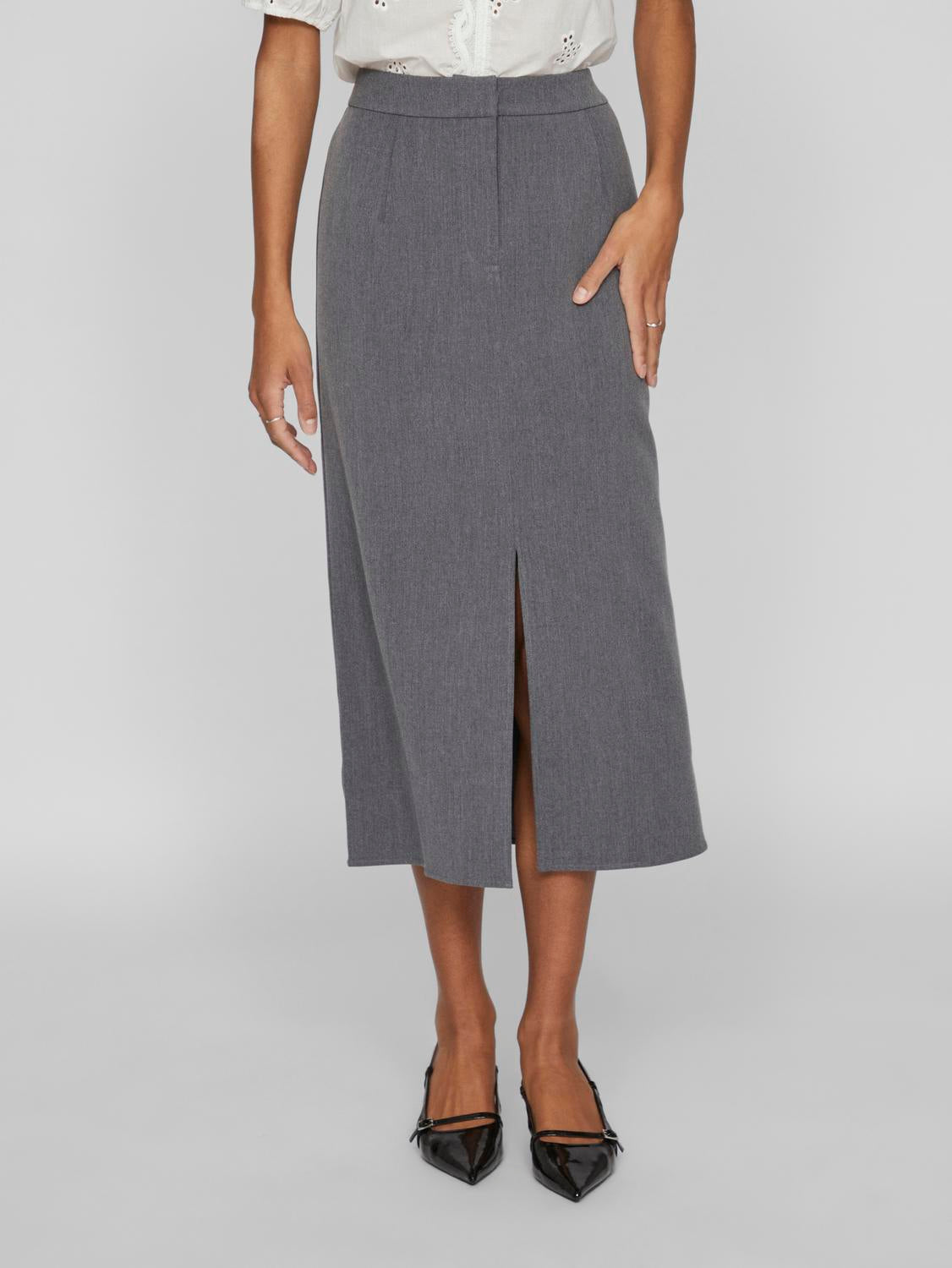 Vivarone HW midi nederdel - Medium Grey Melange