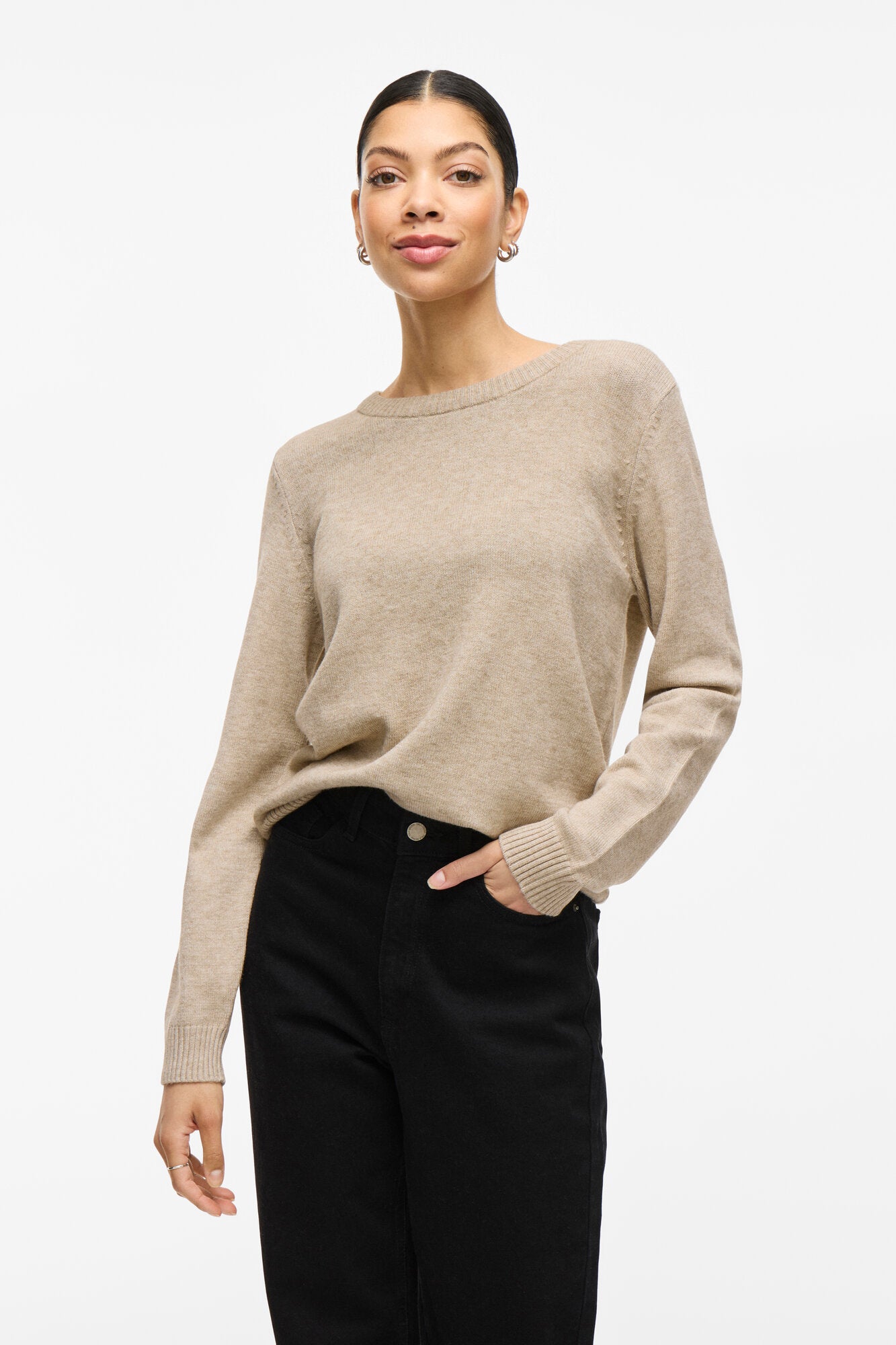 Viril O-Neck striktrøje - Natural Melange