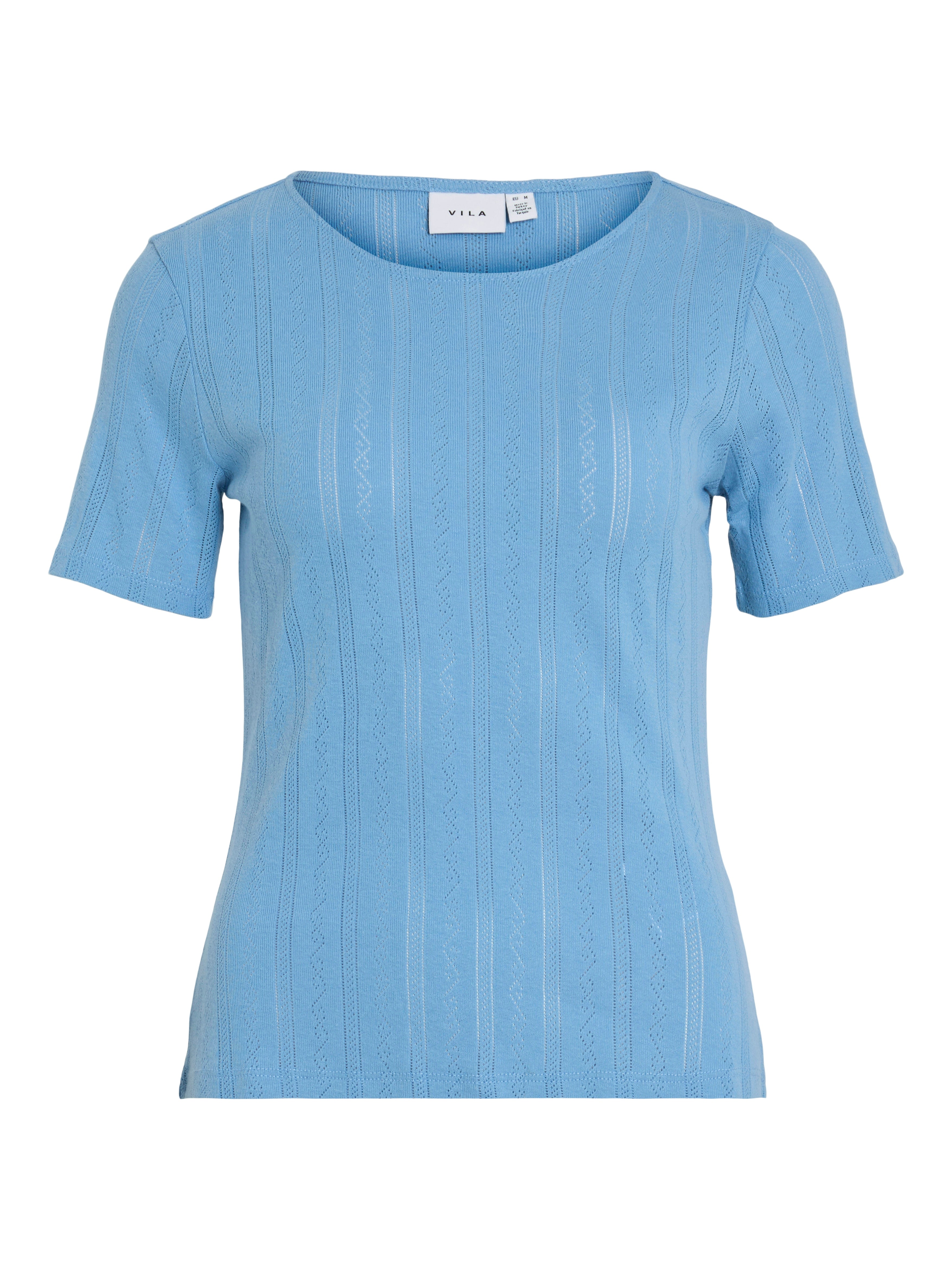 Vikassie Pointelle t-shirt - Blissful Blue